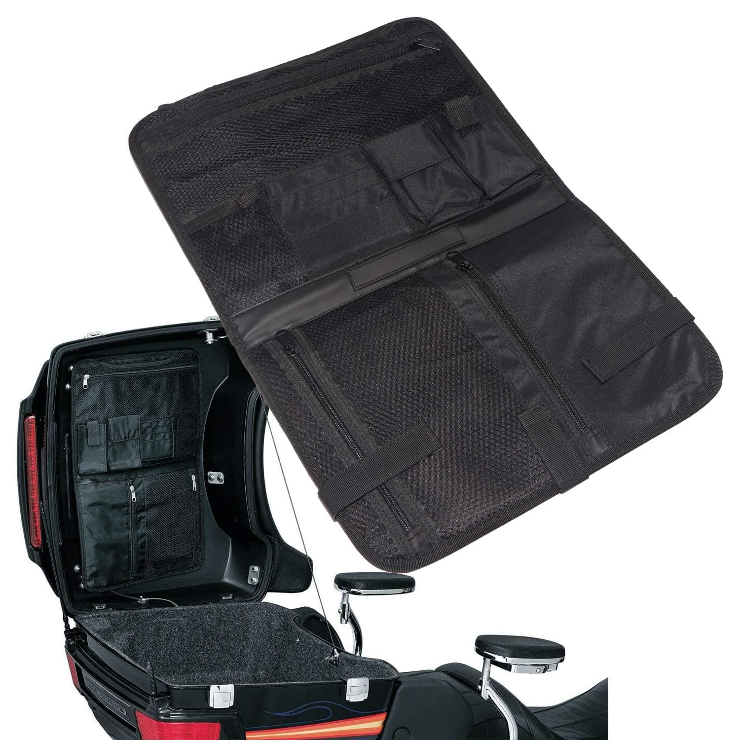 Saddlebag Nylon Lid Organizer Storage Bag for Harley Tour-Pak Touring Bagger Electra Glide Hard Bags