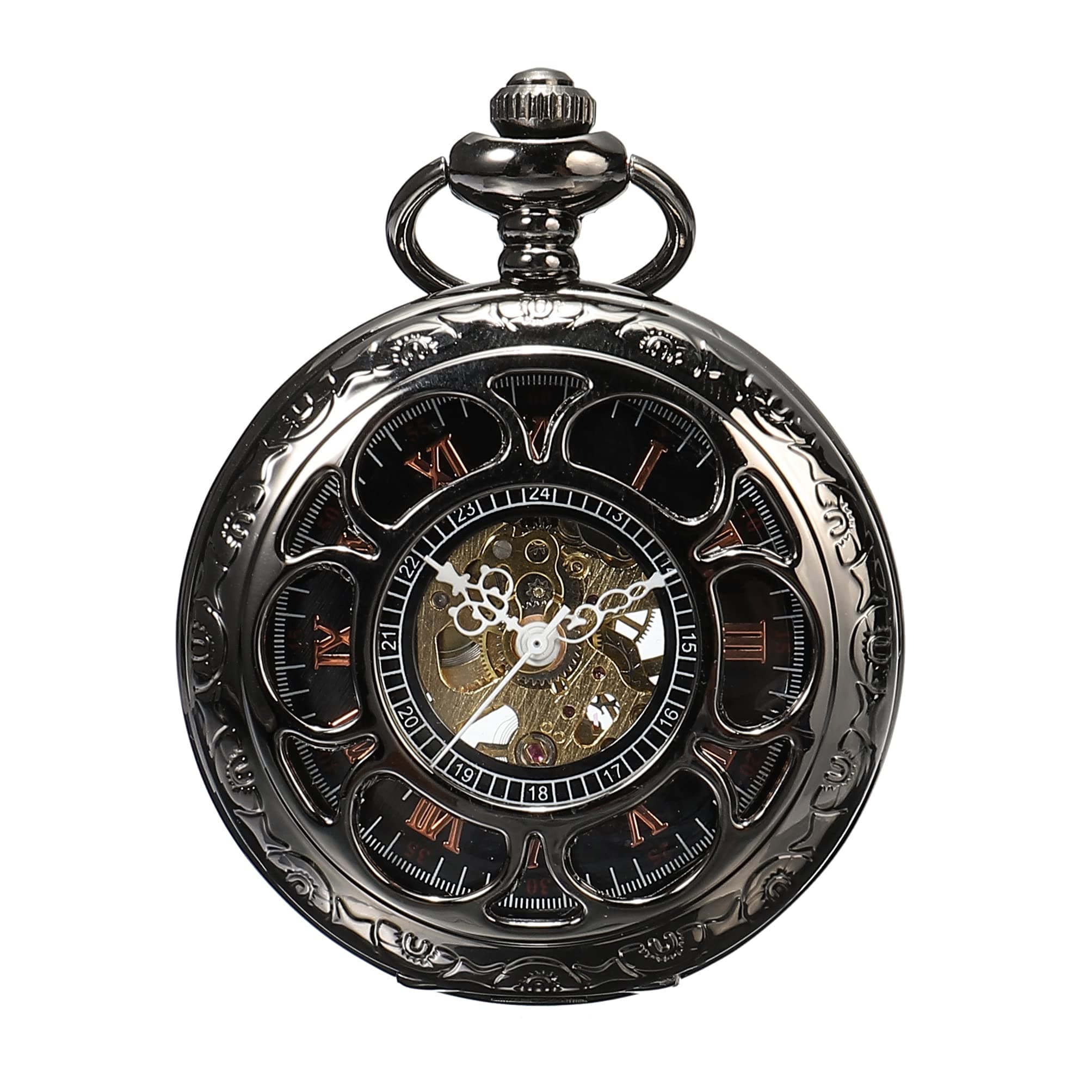 ShoppeWatch Men’s Pocket Watch with Chain | Hand Winding Vintage Pocket Watch | Classic Mechanical Movement Pocketwatch | 1920s Railroad Steampunk Costume Accessory