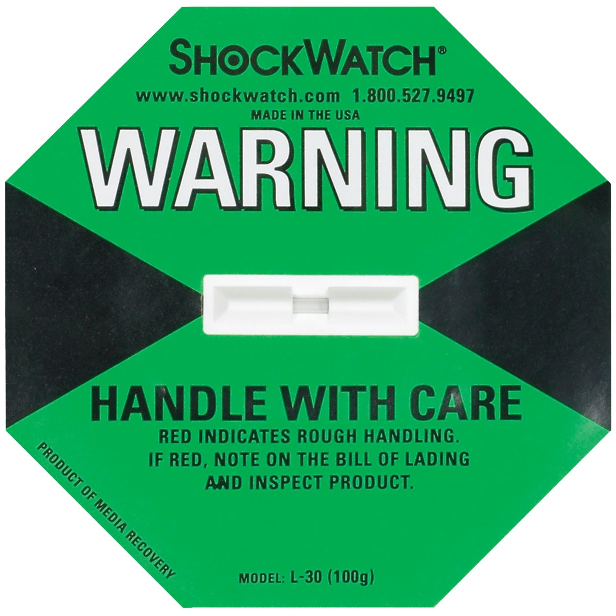 Top Pack Supply ShockWatch Indicators, 100G, Green (Pack of 50)