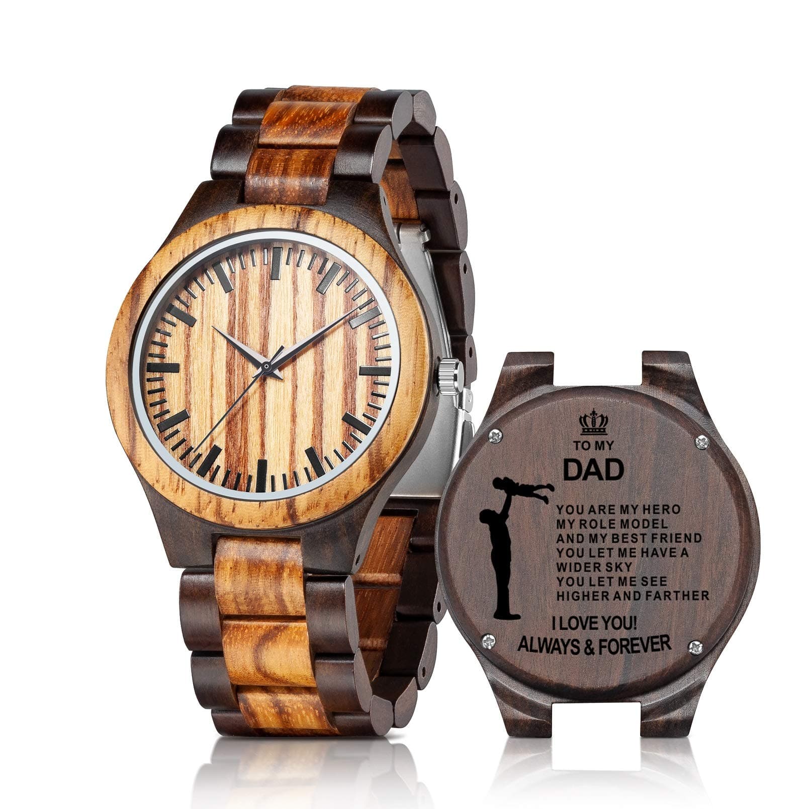 UMIPHIMAT Personalized Engraved Wooden Watches - Custom Anniversary Birthday Wood Watches for Men Husband Boyfriend Dad Him Son