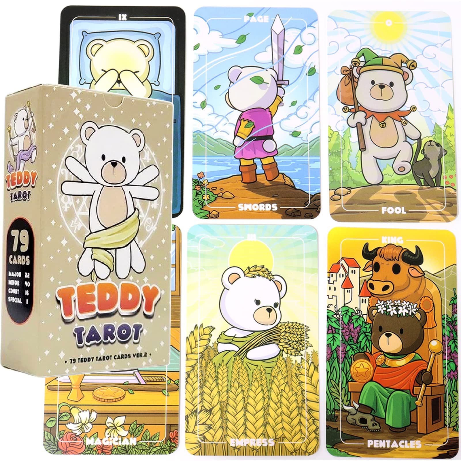 mrdiyshisha Teddy Tarot Deck Ver.2, 79 Adorable Tarot Cards - Standard Size (4.75" x 2.75")