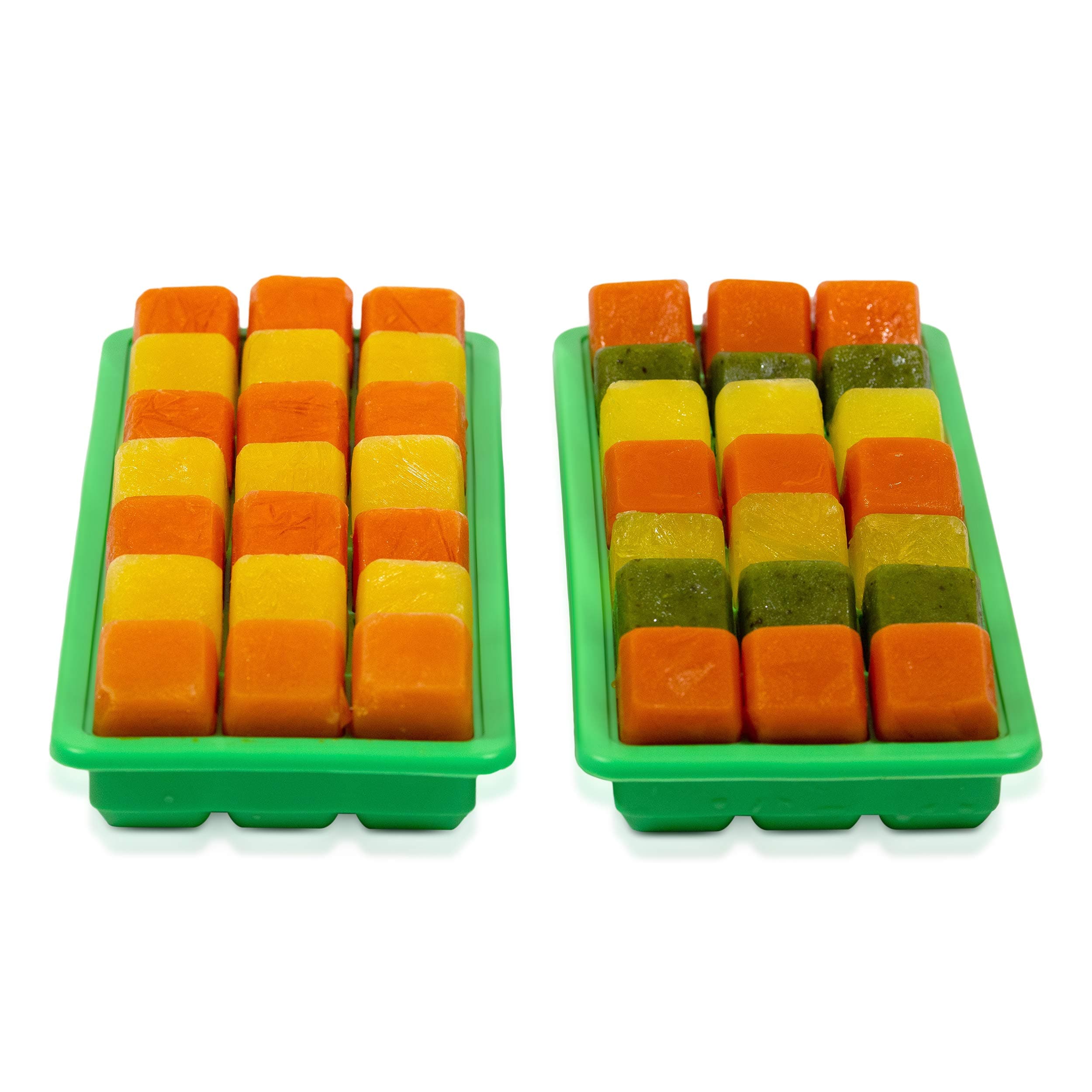 Set of 2 Silicone Ice Cube Trays With Lids, Makes 21 Ice Cube Each, Pair of Silicone Molds For Making Ice Cubes, Food Grade Silicone, BPA Free Ice Trays - Color Green