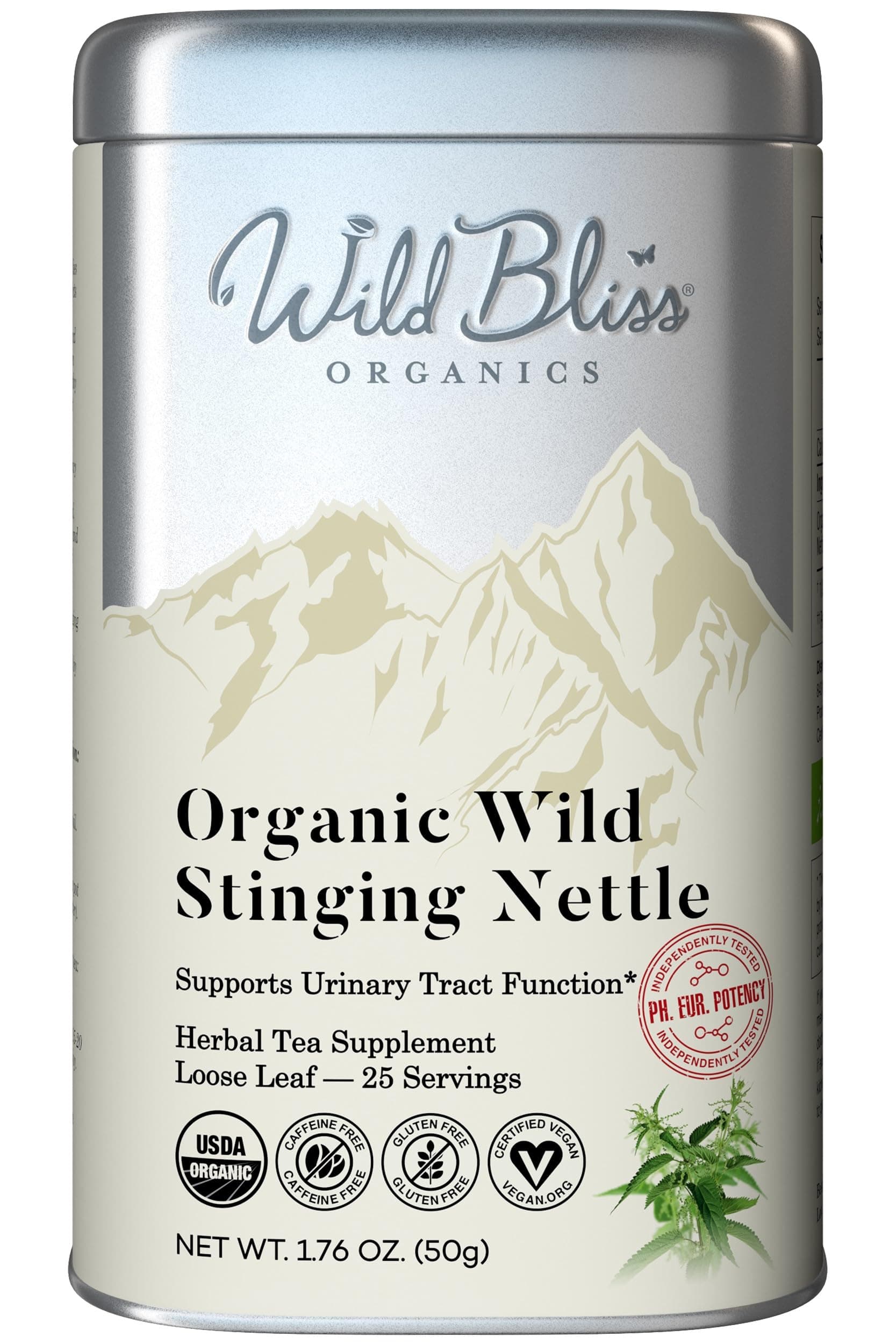 Stinging Nettle Tea - Organic Loose Leaf - Caffeine Free - Pharmacopoeia Grade Potency - 50mls (25 Servings)