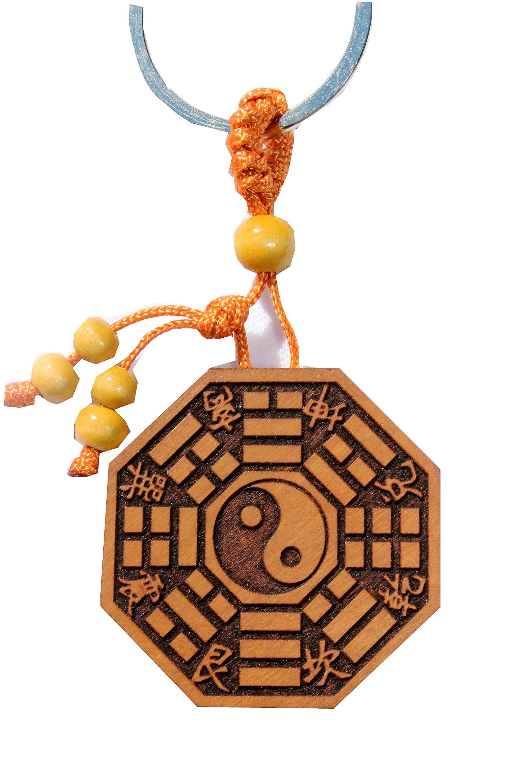 CHINA ELEMENTS Bu Gua Feng Shui Key Ring Bag Charm Peach Wood Carved Key Ring -Yin Yang Ba Gua Of Taoism Symbol To Keep Evil Away-12