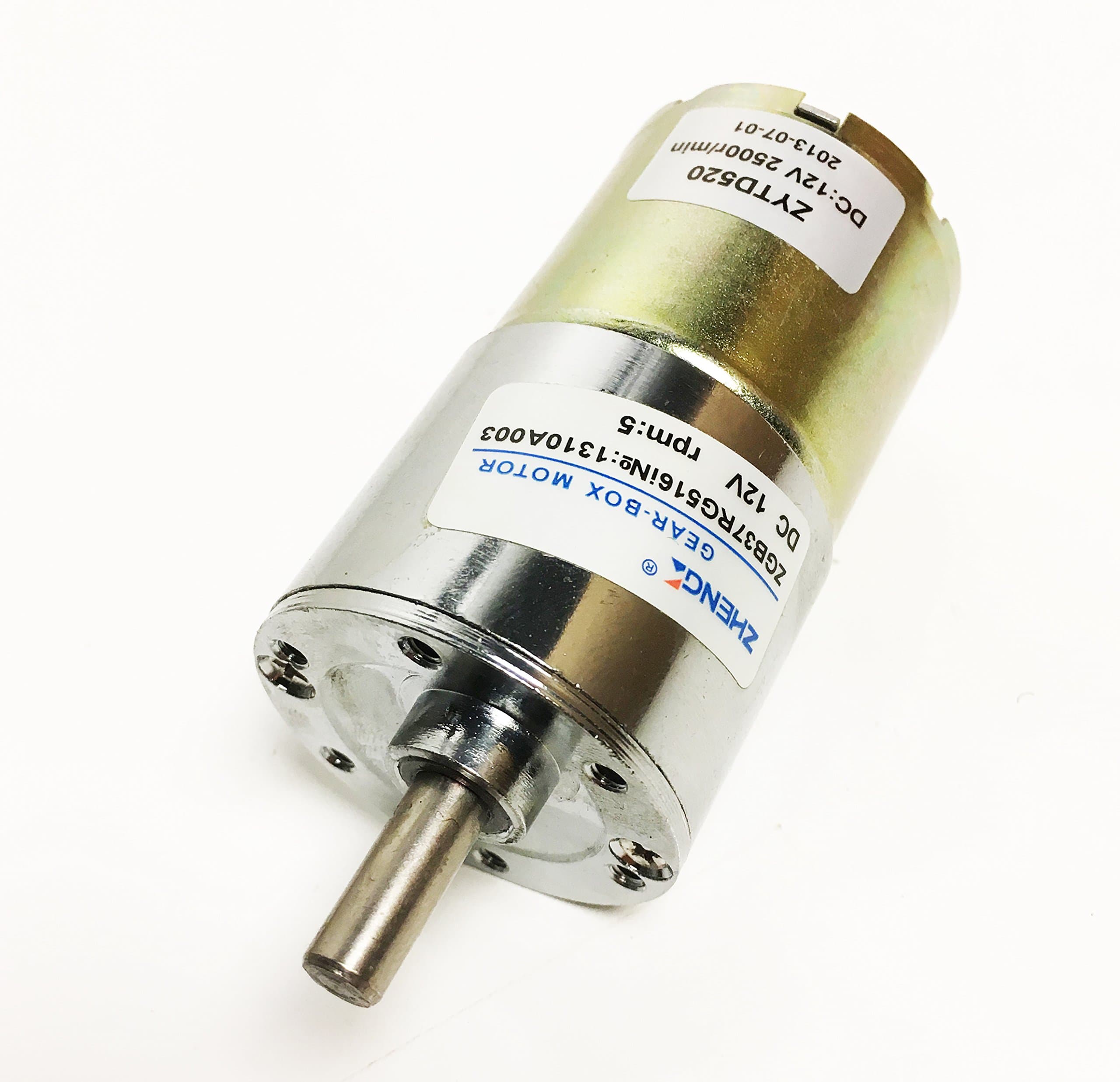 37mm 12V DC Gear Motor ZYTD520 2500rpm with ZGB37RG 5rpm Gearbox