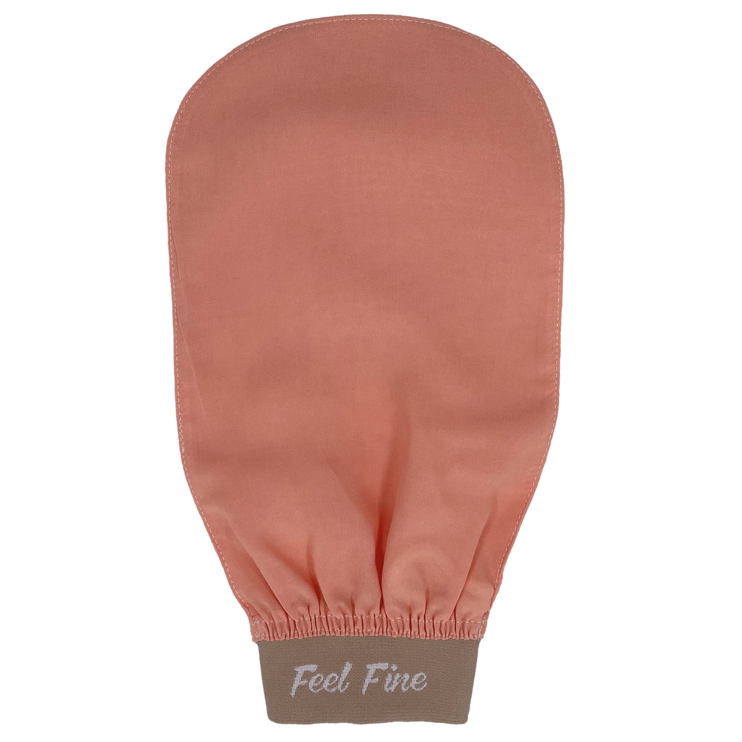 Turkish Exfoliating Mitt – 100% Natural Plant Silk Hammam Kese Glove for Men & Women | Handcrafted Skin Peeling Scrubber, Vegan Shower, Bath & Sauna Exfoliator (Pink&FF)