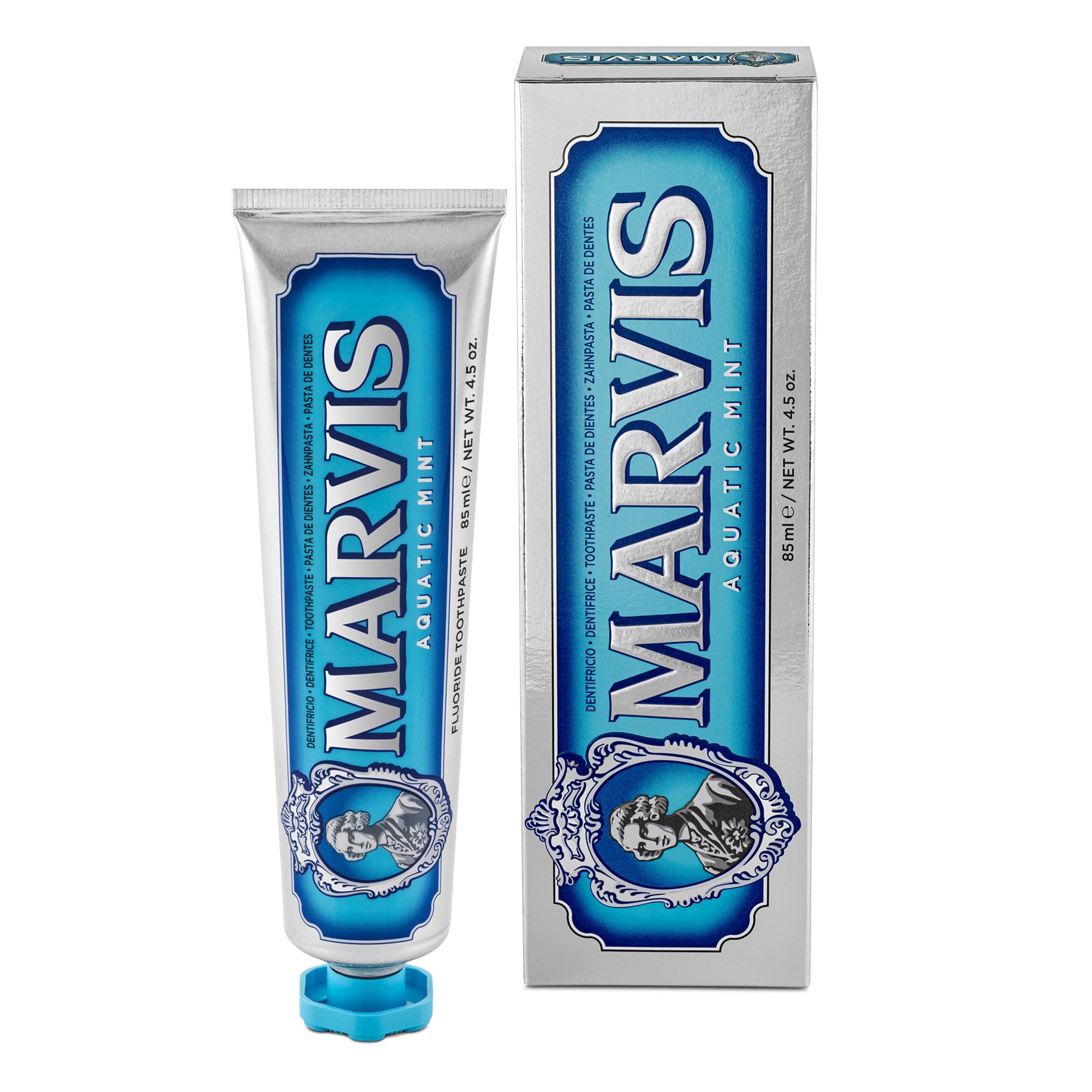 Marvis Aquatic Mint Toothpaste, 85 ml, Sensational Flavoured Toothpaste Helps Remove Plaque & Promote Healthy Gums with Long-Lasting Freshness