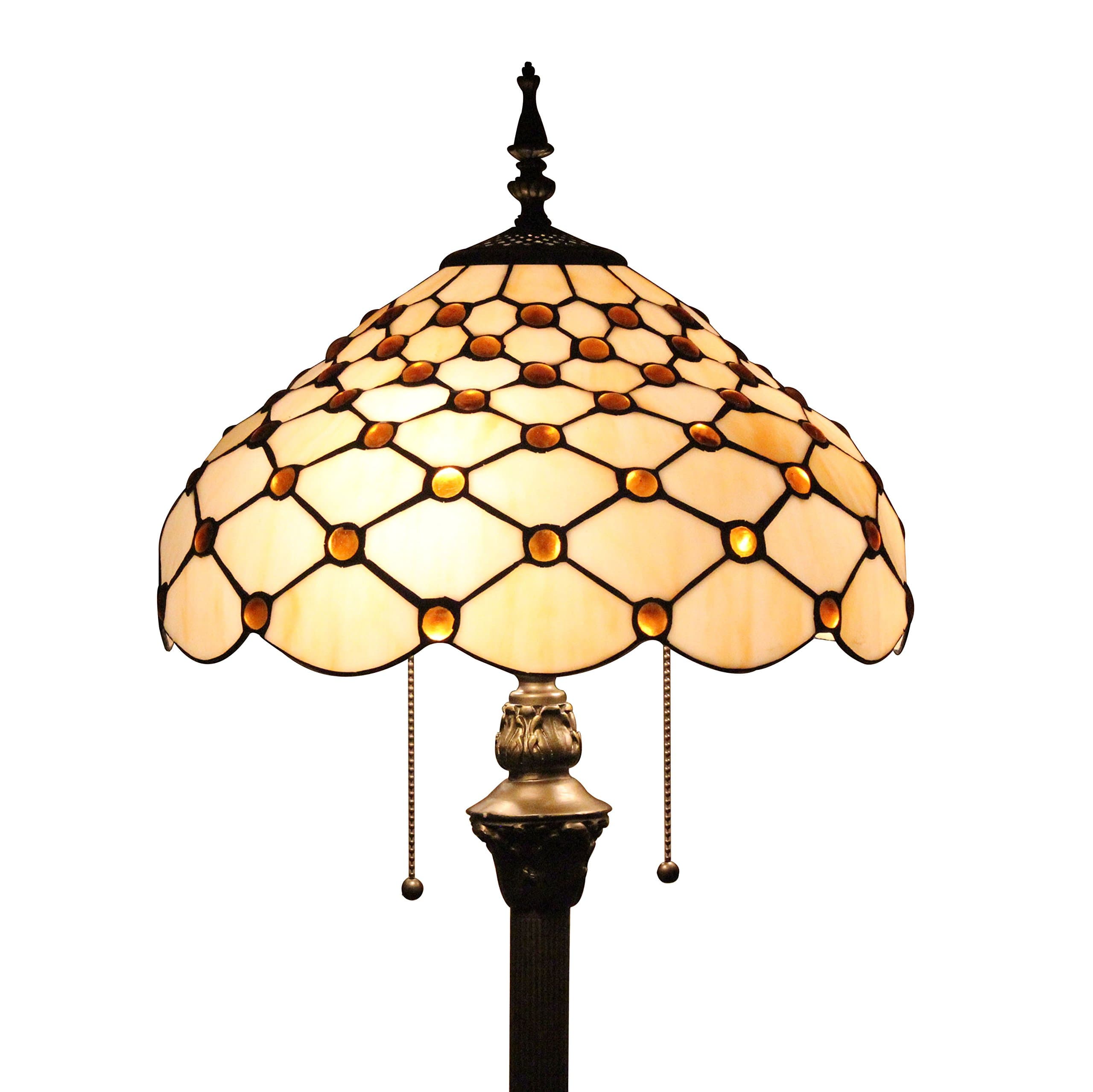 SINCERE@ Tiffany 16-Inch European Retro Stained Glass White Pearl Series Floor Lamp [Energy Class A+]