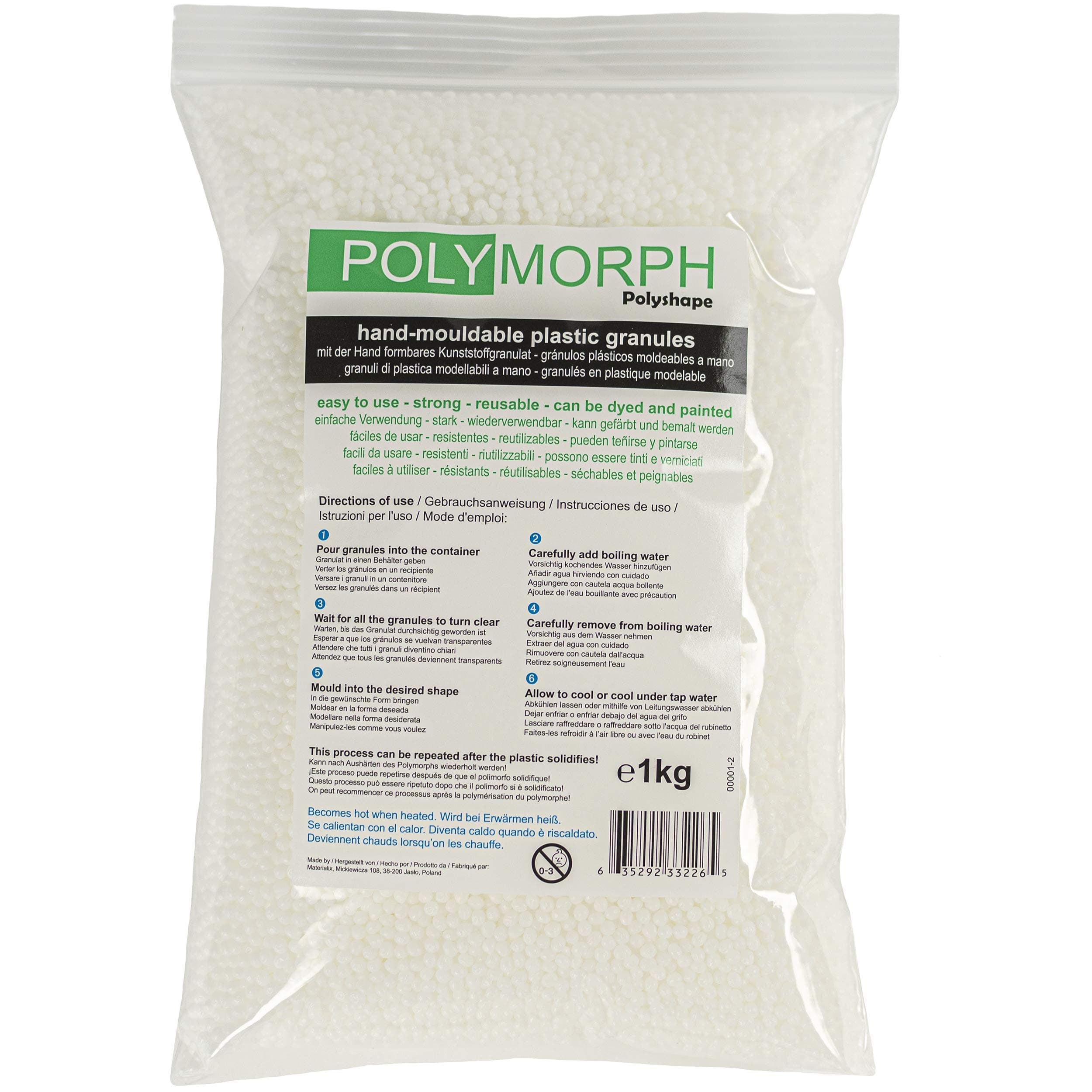 1kg Polyshape Polymorph Hand mouldable Plastic Bag