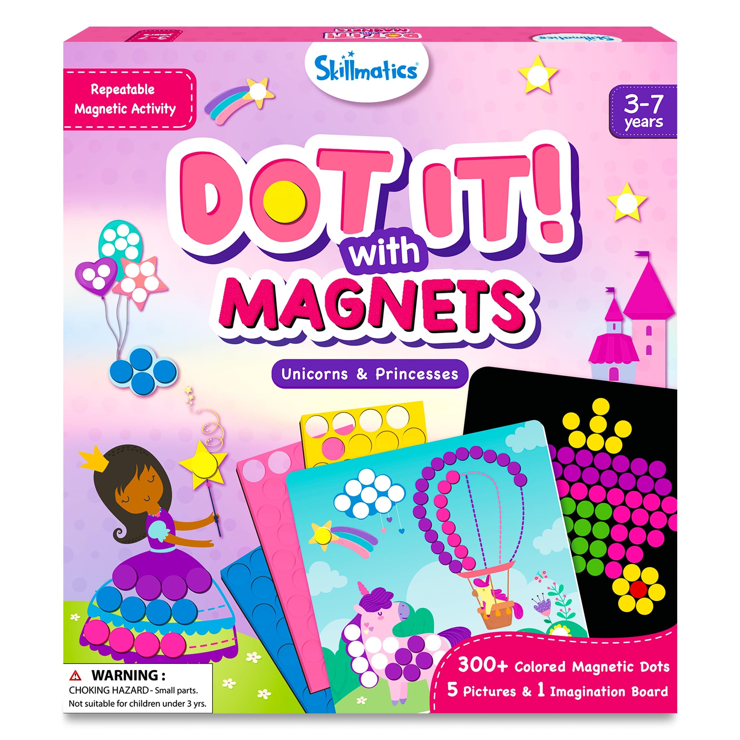 Dot It with Magnets - Unicorns and Princesses, Repeatable Art for Kids, Mess-Free, Craft Kits, DIY Creative Activity, Gifts for Boys & Girls Ages 4, 5, 6, 7