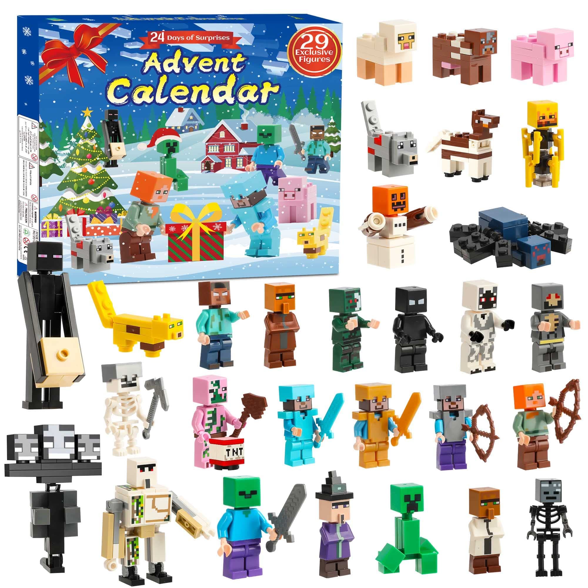 Miner Themed Advent Calendar 2022 Toys - 24 Days Countdown Calendar Building Kit Including 29 Characters Figures, Surprise Christmas Gifts for Kids and Fans