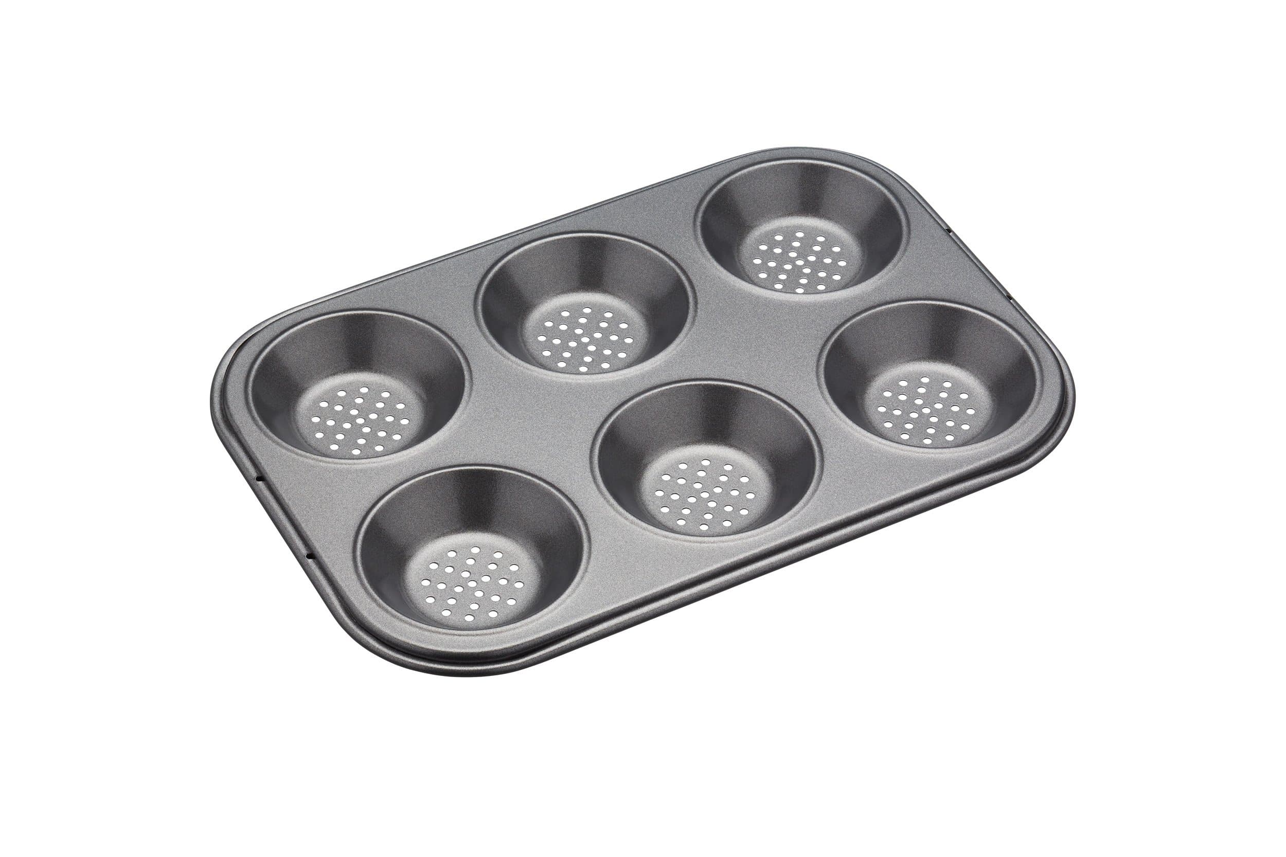 Master Class KitchenCraft Six Hole Crusty Bake Baking Pan, Black