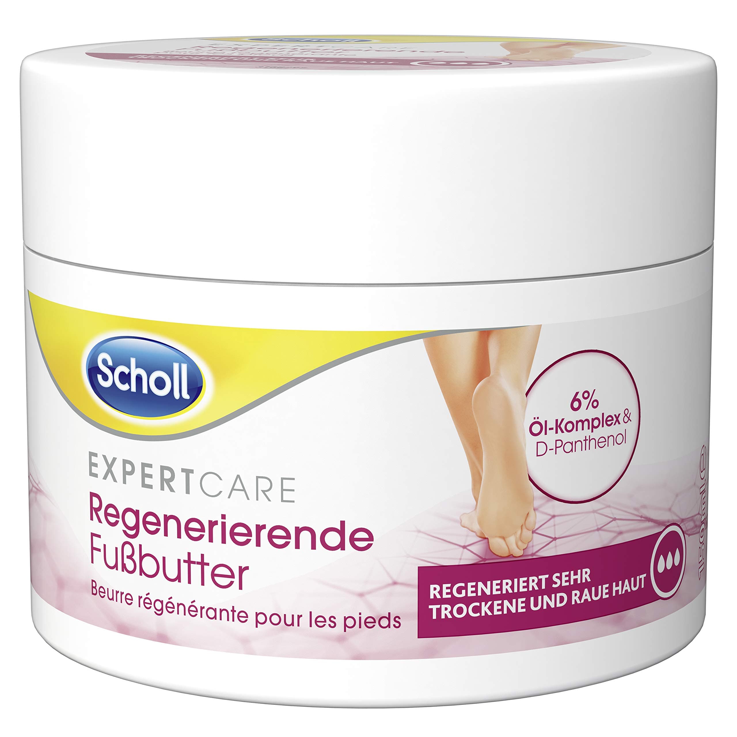 Scholl Expertcare Regenerating Foot Butter - for Very Dry and Rough Skin - with 6% Oil Complex and D-panthenol - Skin Compatibility Dermatologically Tested - 150 ml