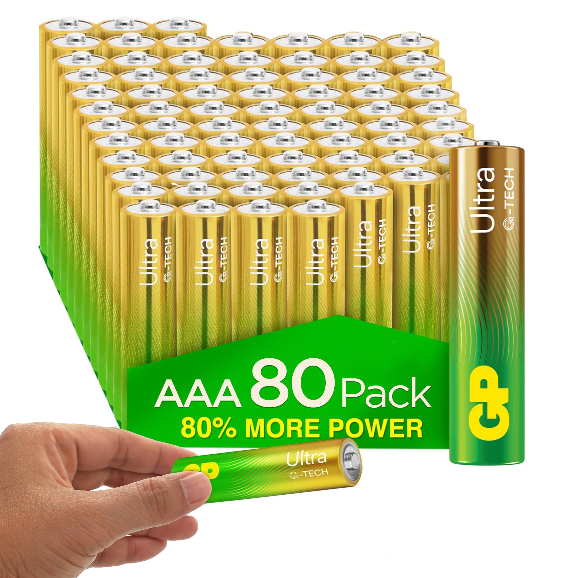 – Ultra Alkaline Triple A Batteries, Long Lasting Power for High-Performance Devices - Ideal for Radio, Camera, Alarm - Industrial Use, Anti-Leakage, 10-Year Shelf Life - 80 Pack by GP AAA Batteries