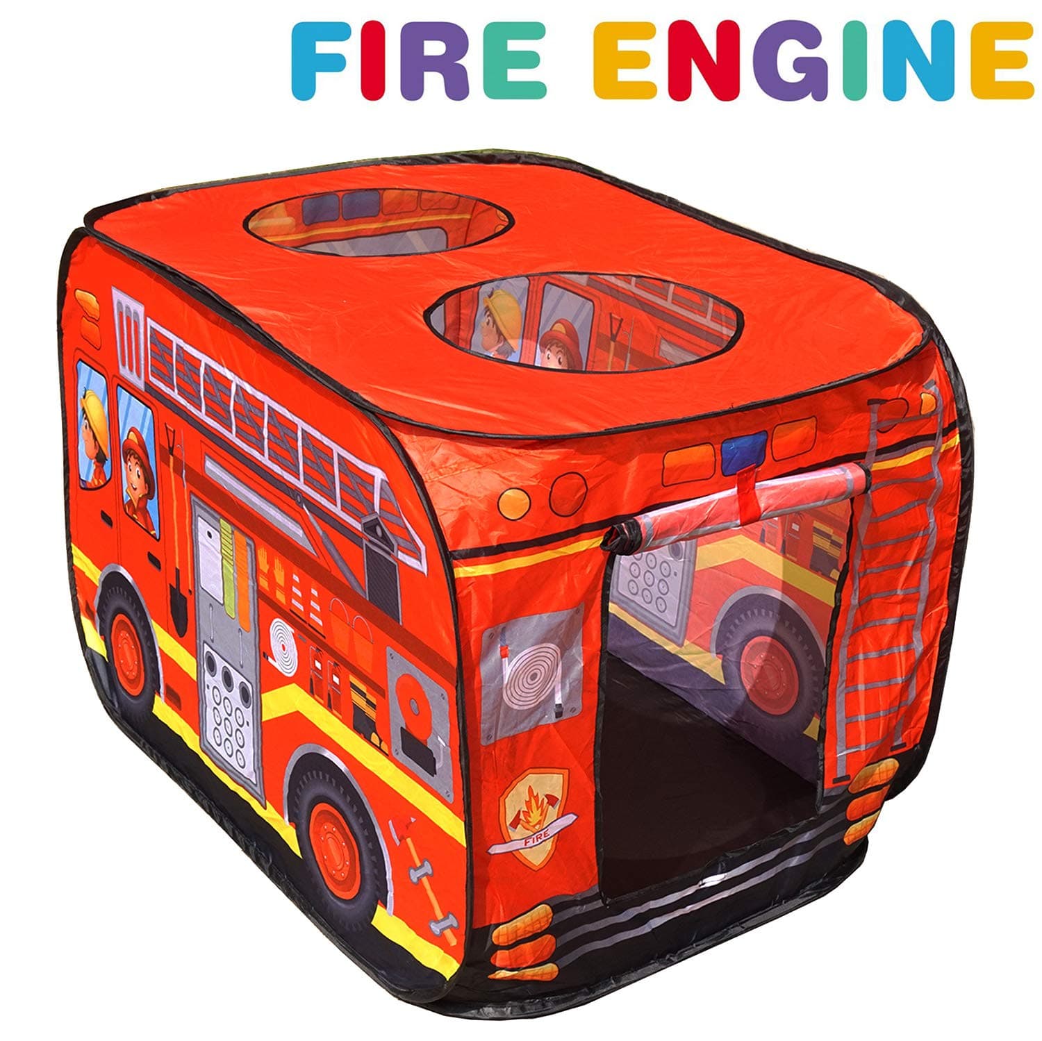 Lavieen Play Tent with fire Truck Design Happy Time Play House Kids Play Tent for Indoor & Outdoor Use Instant Set-Up + Easy Storage (Fire Truck)