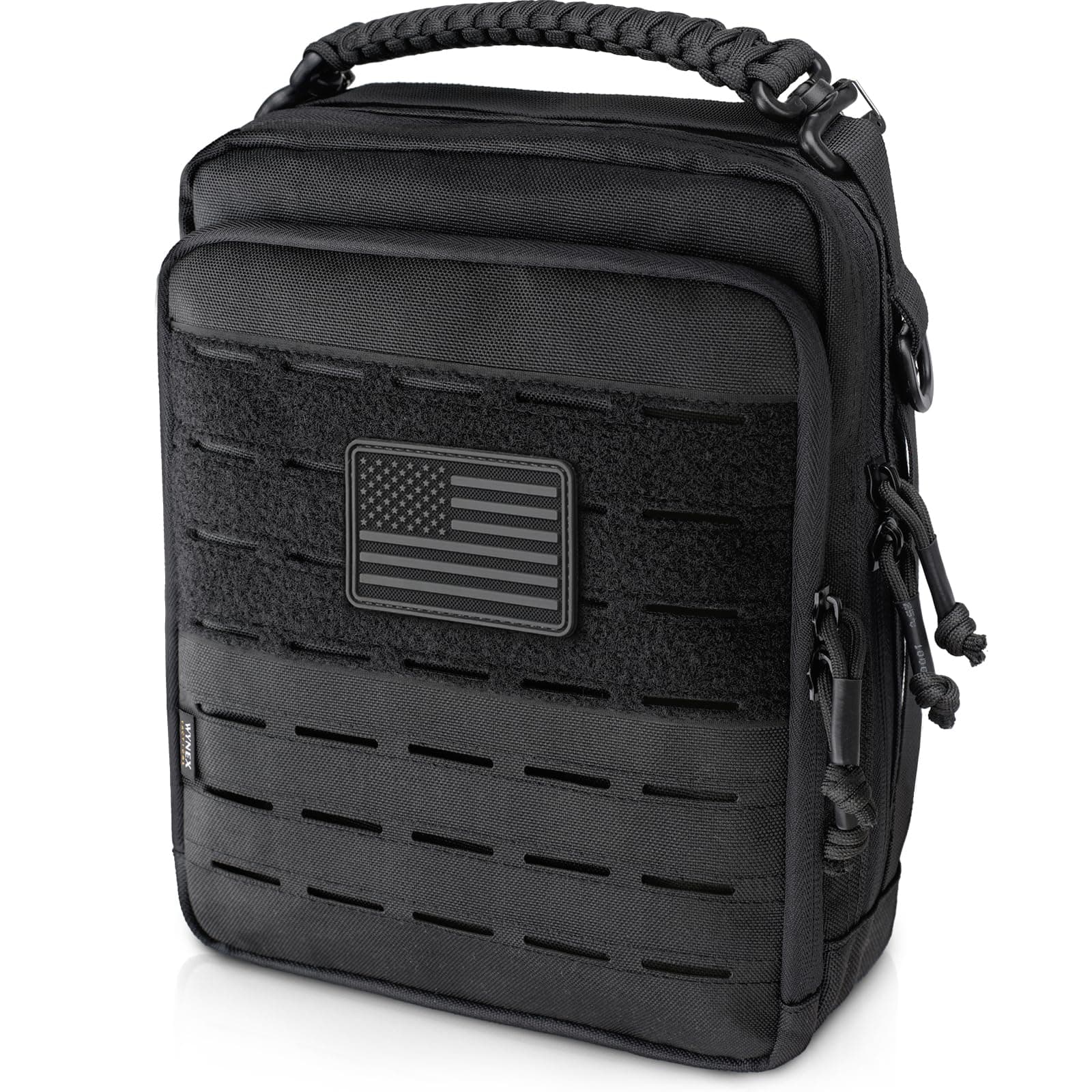 WYNEX Tactical Large Admin Molle Utility Pouch, Molle Admin Pouch with Webbing Insert Panel EDC Tool Pouch of Double Layer Design for Modular Medical Pouch Include C.A Flag Patch