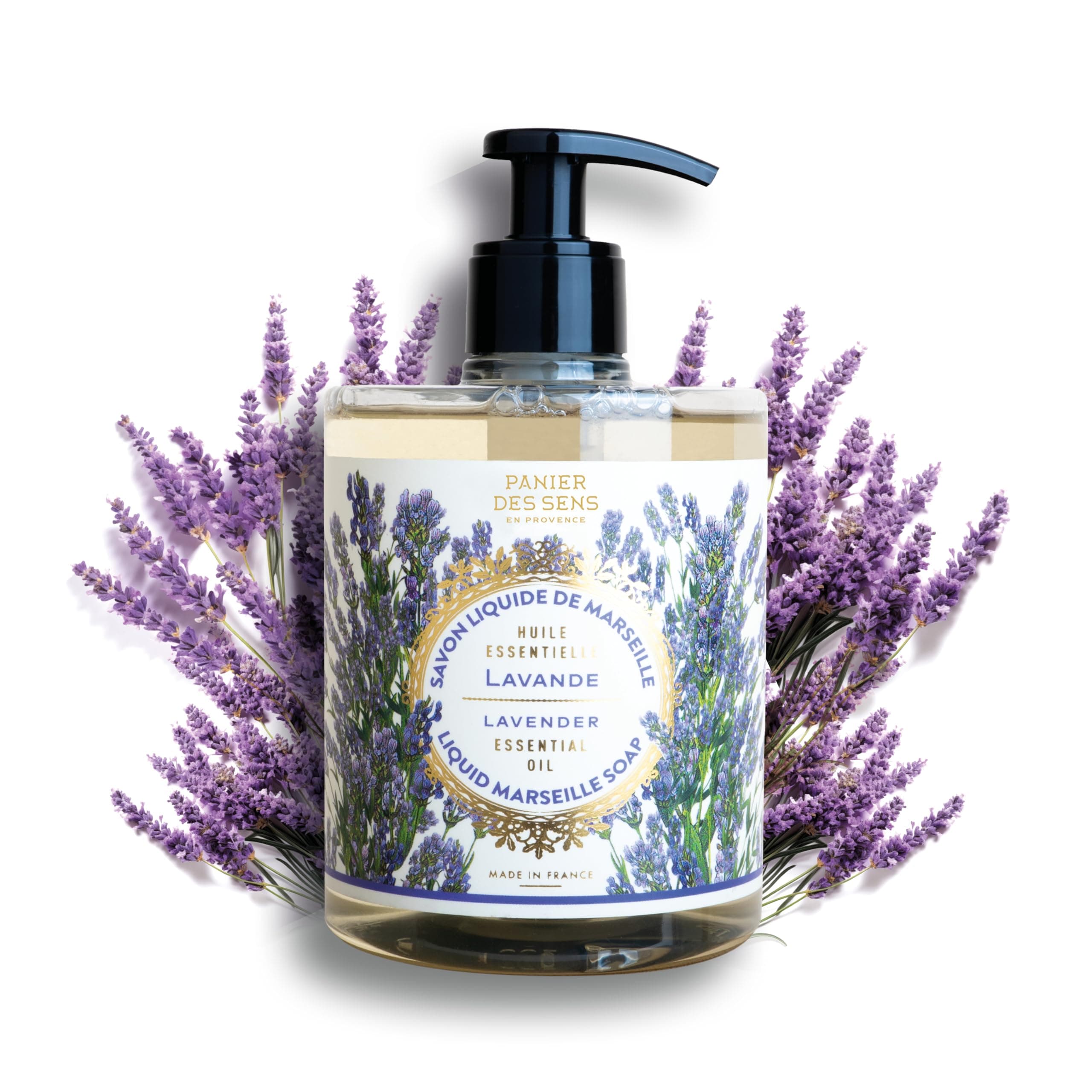 Lavender Hand Wash 500ml - Moisturising Liquid Hand Soap 96% Natural - Traditional French Savon de Marseille - Olive & Coconut Oil - Luxury Bathroom & Kitchen Soap - Panier des Sens