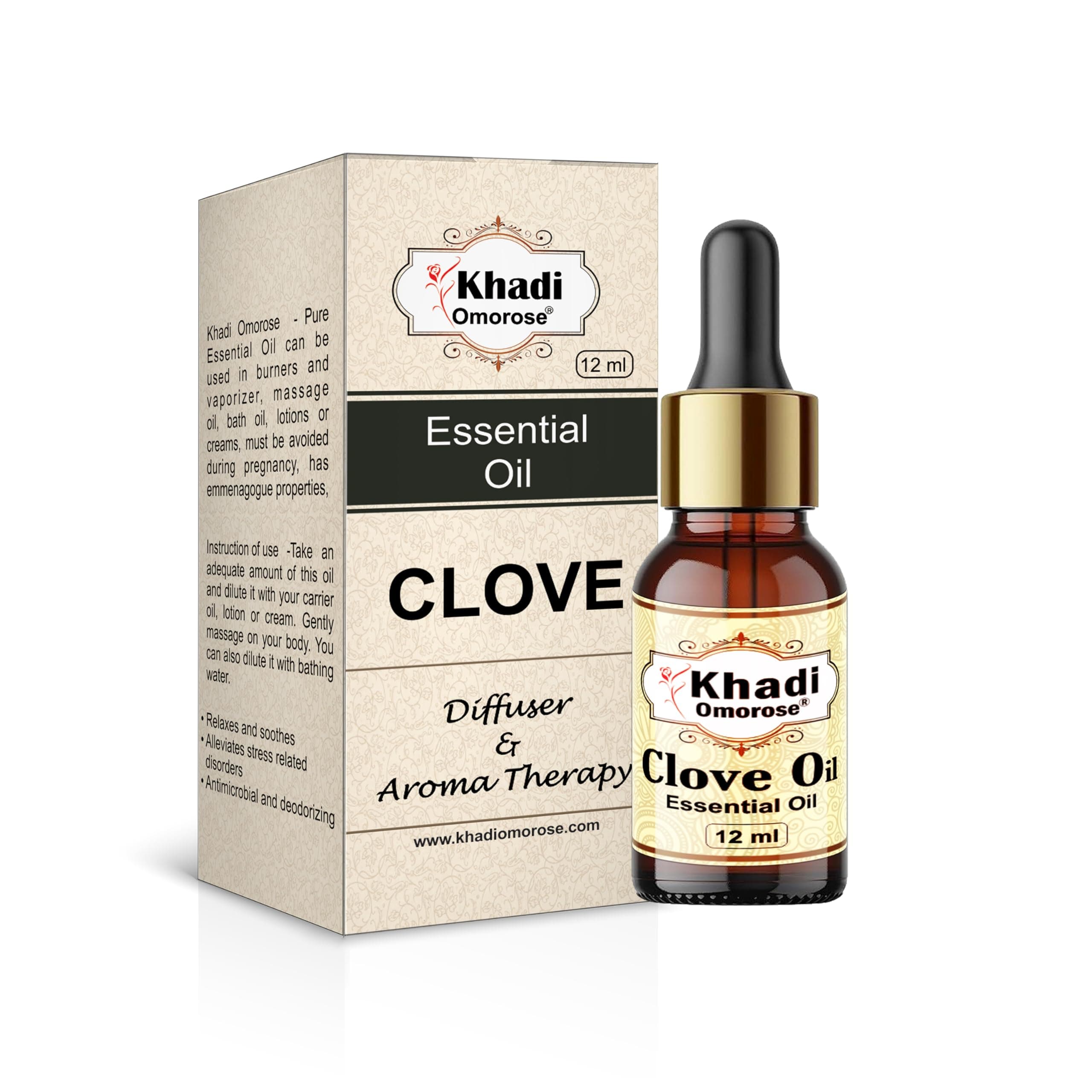 KHADI Omorose Natural Undiluted Clove Bud Essential Oil, 12 ml