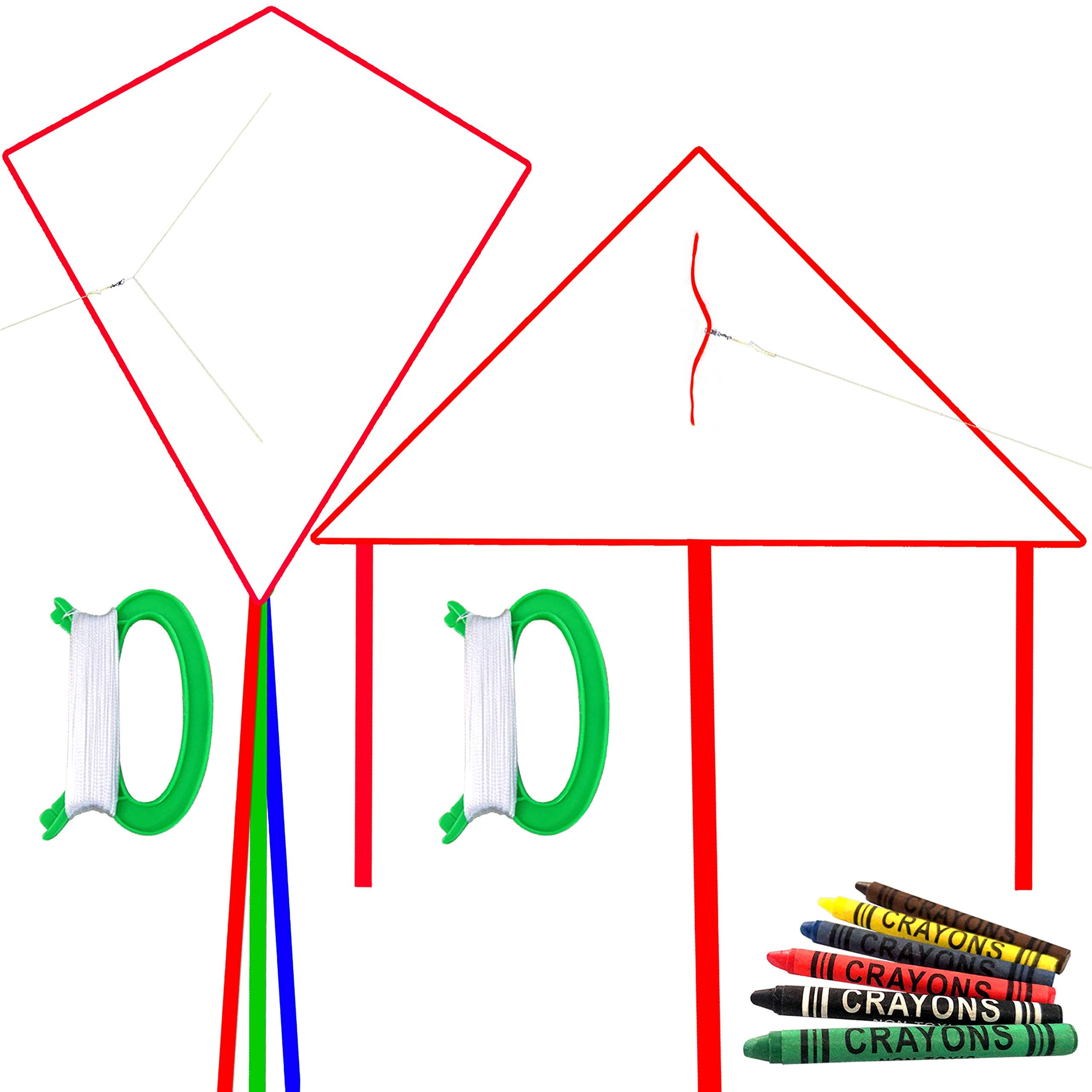 HENGDA KITE DIY Blank Painting Kite for Kids & Adults, Kite Making Kit Bulk, Decorating Coloring Kite Party Pack-Single Line-Come with Handles and Strings-White Diamond Kites