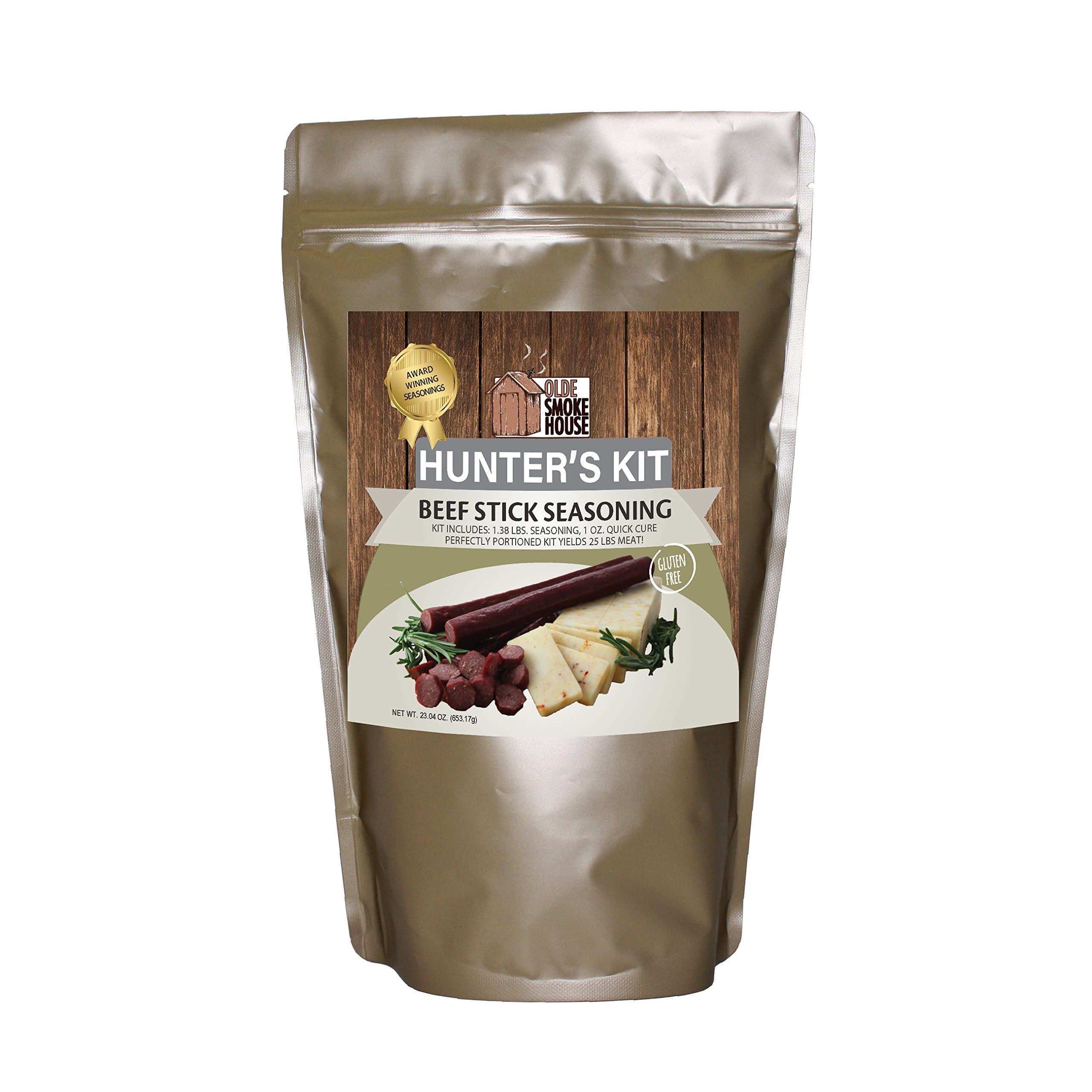 Hunter's Kit (Beef Stick Seasoning, 23.04). Kit includes 1.38 lb. seasoning, 1 oz. Quick Cure. Excellent for curing or preserving pork, beef and wild game meats.