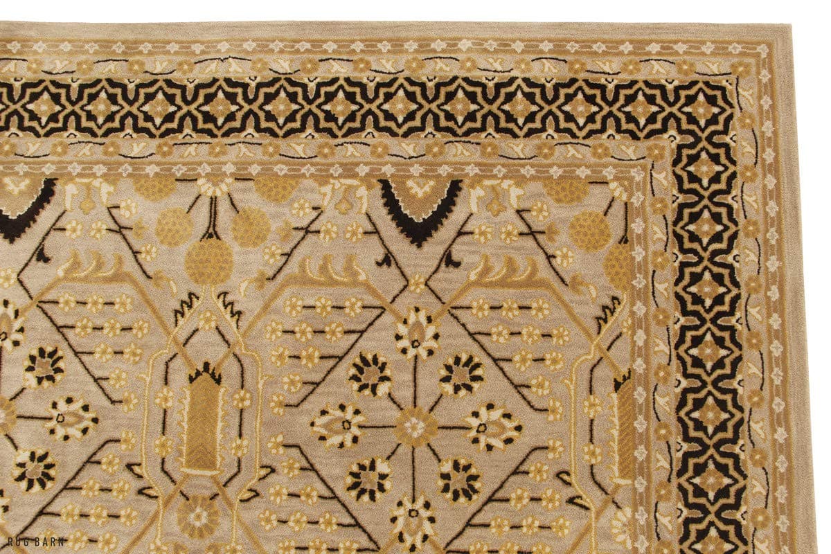 Folk Brown Black 10' X 14' Feet Hand Tufted Persian Style 100% Wool Area Rug/Carpet