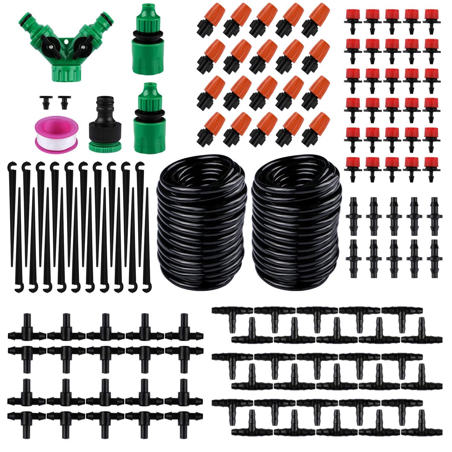 Numeo 30M Micro Drip Irrigation Kit,Patio Plant Watering Kit Garden Mist Cooling Irrigation System Automatic Micro Flow Drip Watering System with Distribution Tubing Hose Adjustable Nozzle