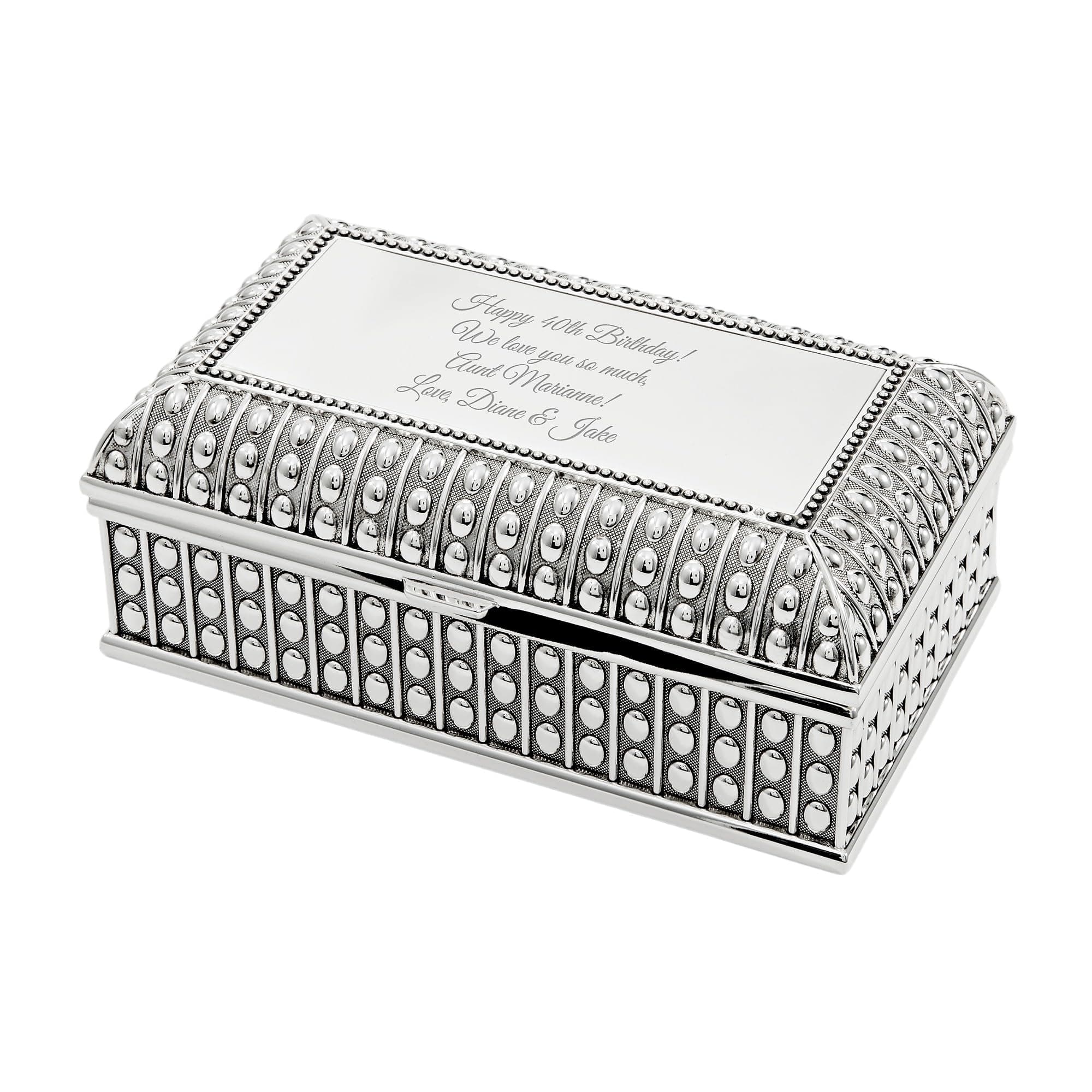 Engraved Beaded Texture Jewelry Box (Free Customization), Antique Inspired Engraved Keepsake Box, Personalized Gifts for Women