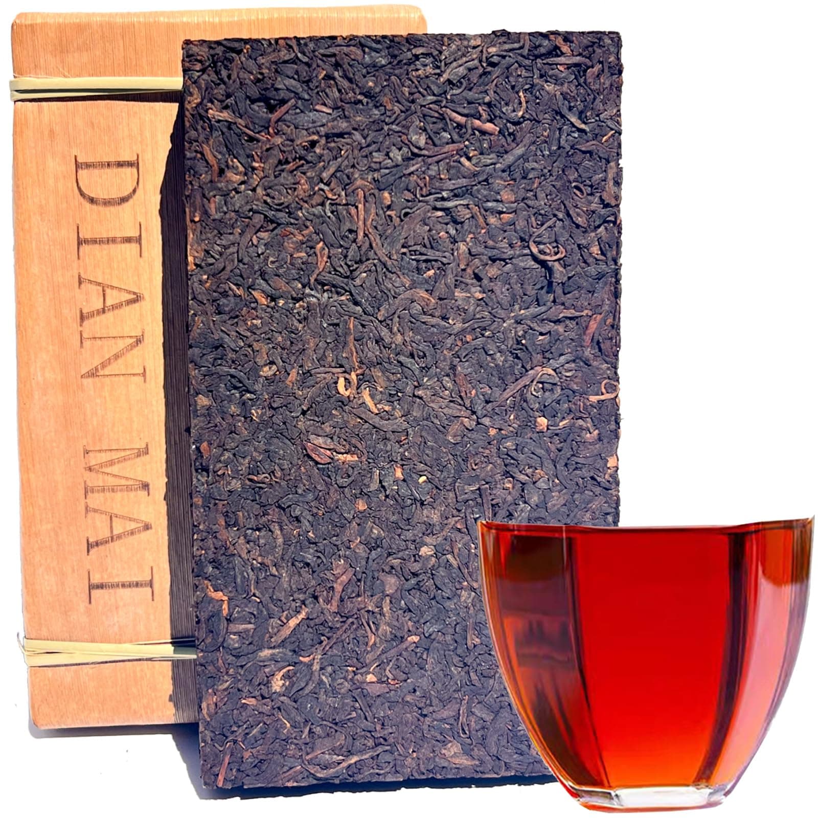 Yunnan Pu'er Tea Brick - Fermented Black Tea Since 2009, Organic Pu-erh 500g Package With Bamboo Leaves, Traditional Method