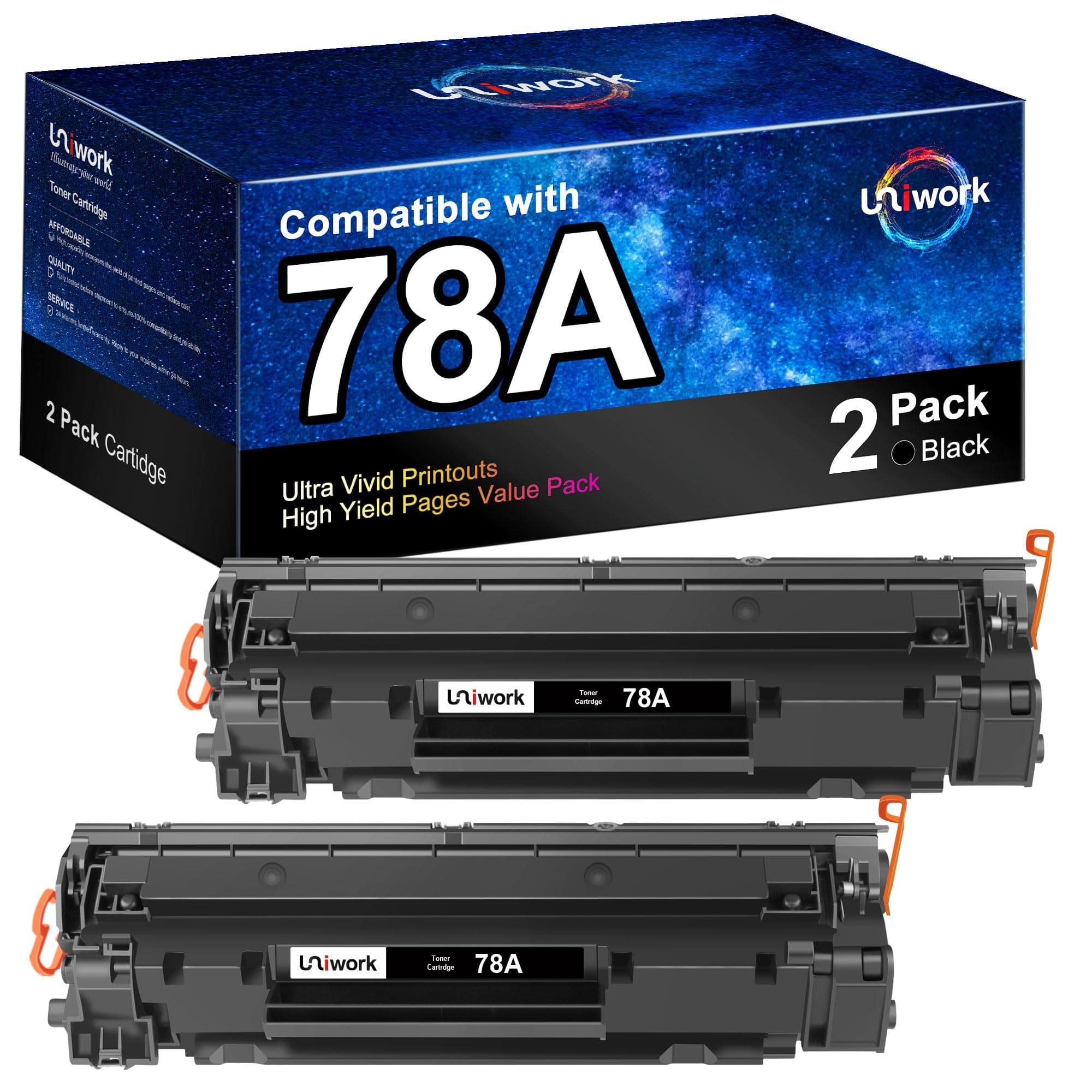Compatible Toner Cartridge Replacement for HP 78A CE278A use for Laserjet Pro P1606dn, M1536dnf, P1566, P1560, P1606, M1536 Printer (2 Black)
