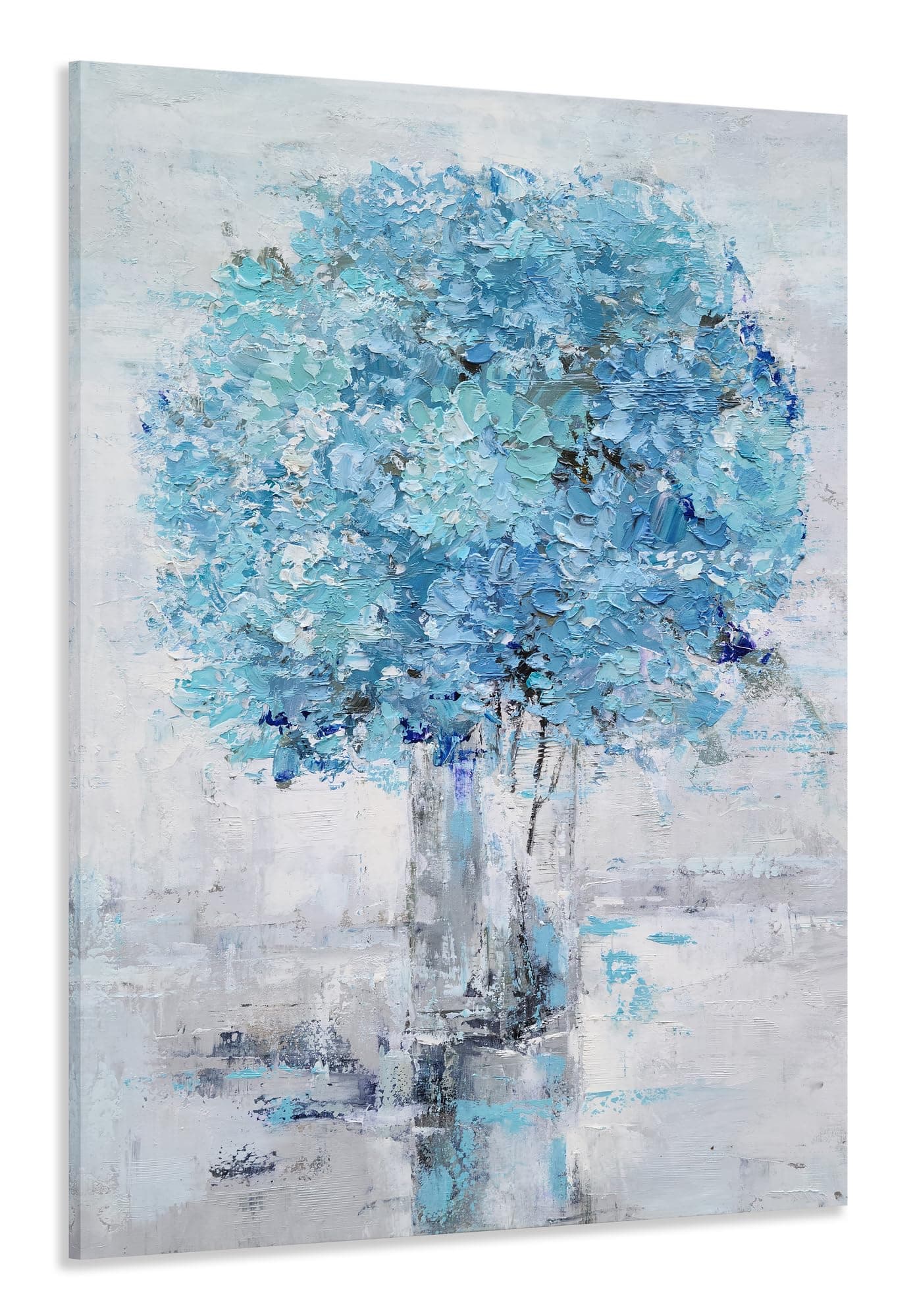 Yihui Arts Blue Hydrangeas Painting - Vertical Huge Canvas Arts - Modern Wall Decor for Living Room, Bathroom, Hallway