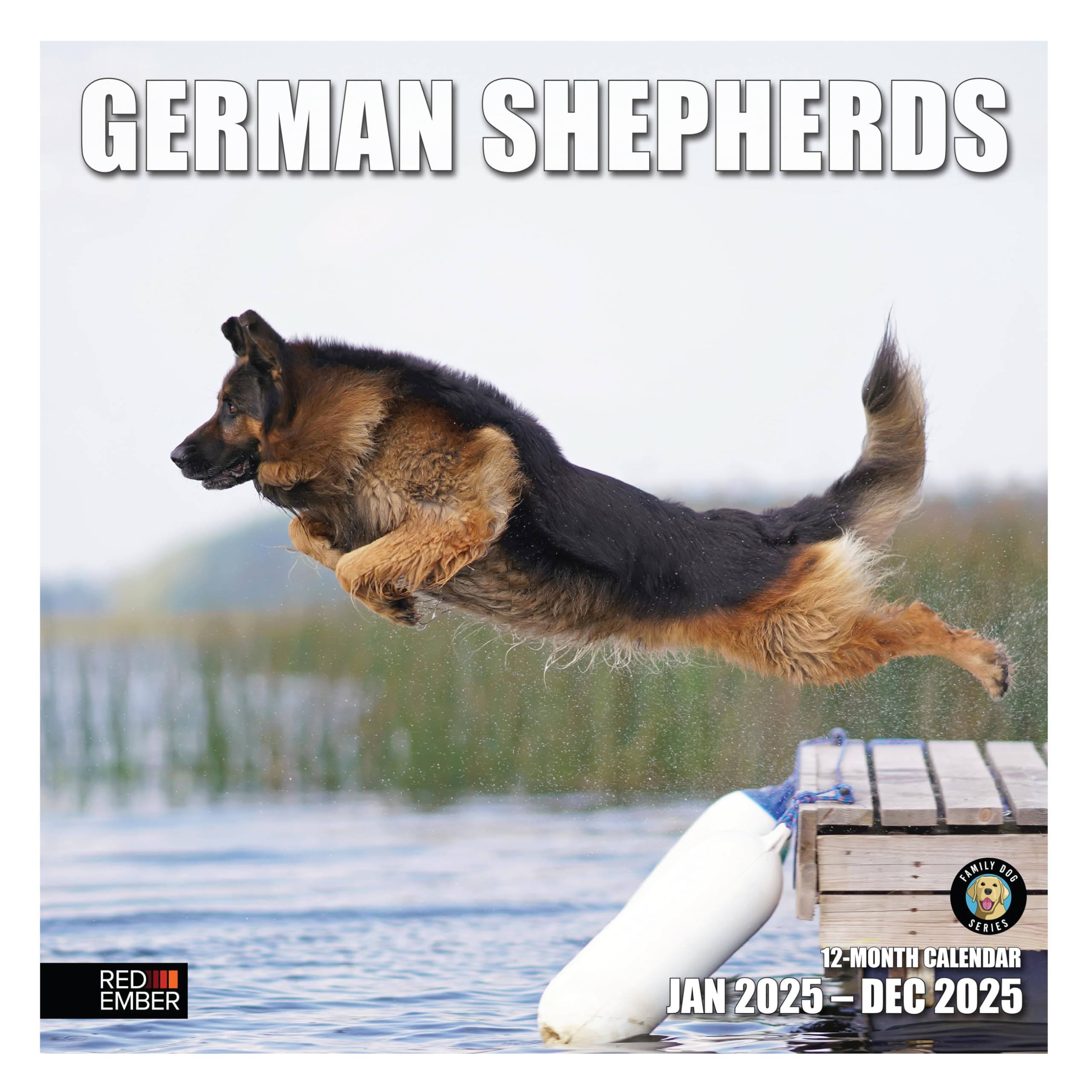 RED EMBERGerman Shepherds 2025 Wall Calendar 12 Month | 12" x 24" Open | Thick & Sturdy Paper | Giftable | Calendar 2025