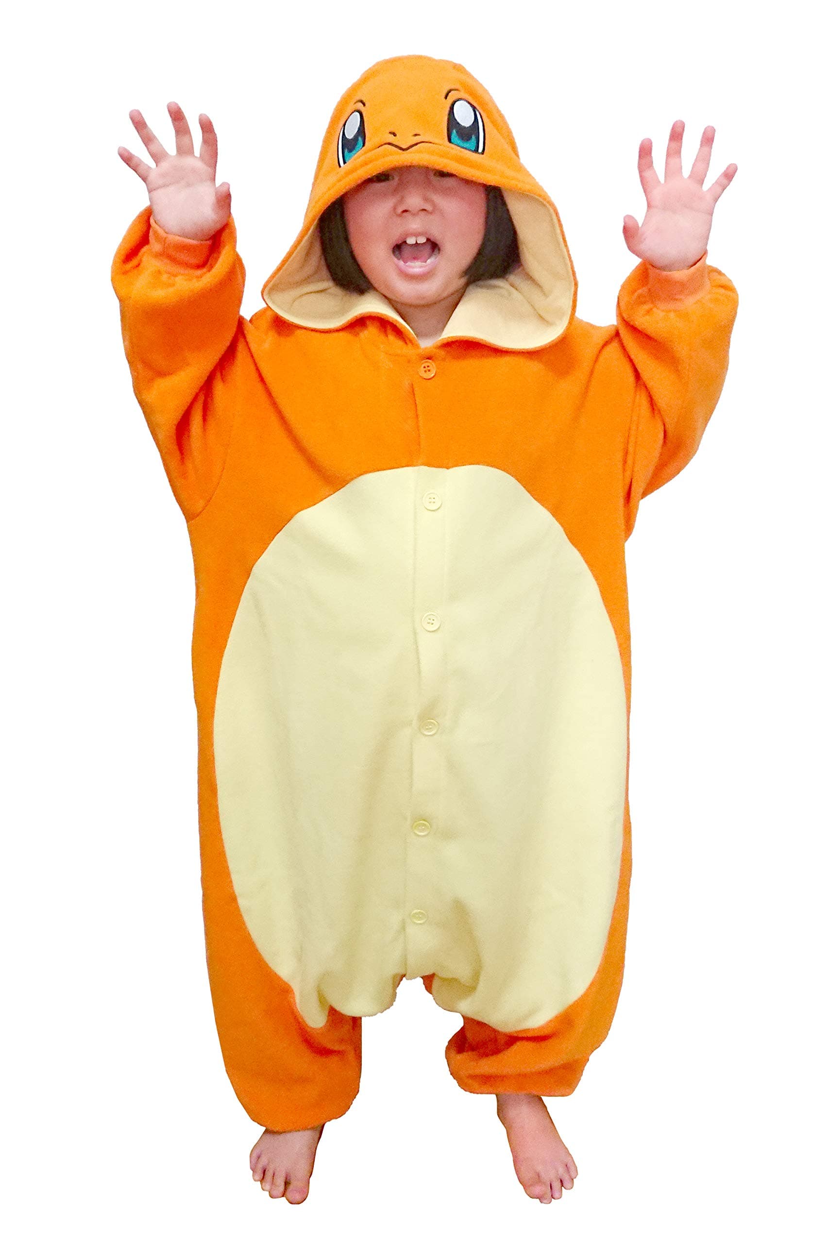 Kigurumi - Pokemon - Charmander - Onesie Jumpsuit -Kids Size (5-9 Year Old) Orange