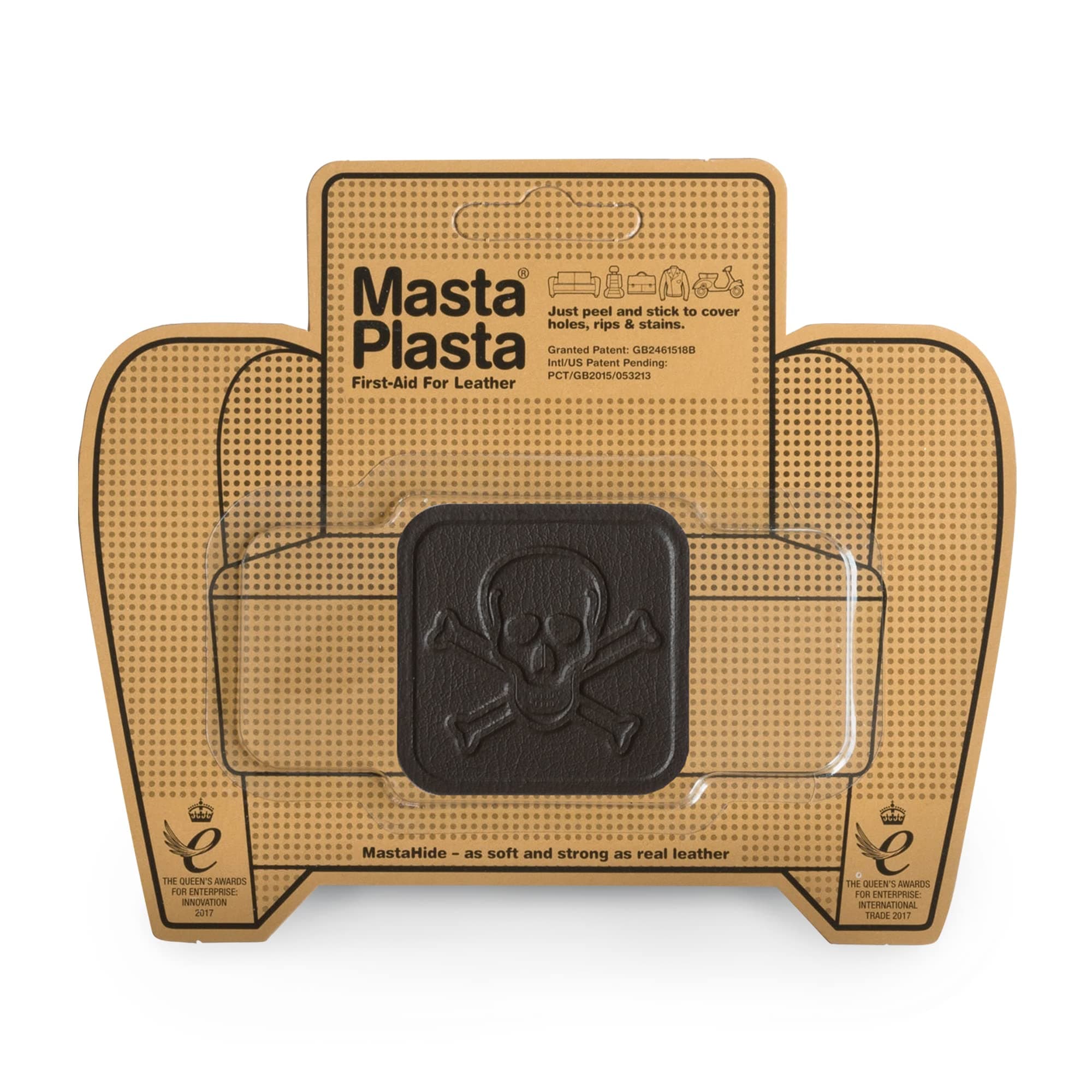 MastaPlasta Instant Self-Adhesive Premium Repair Patch. Pirate - Dark Brown - 2 x 2 Inch (5x5cm). Repair/Decorate Sofas, Car Seats, Jackets, Bags & More