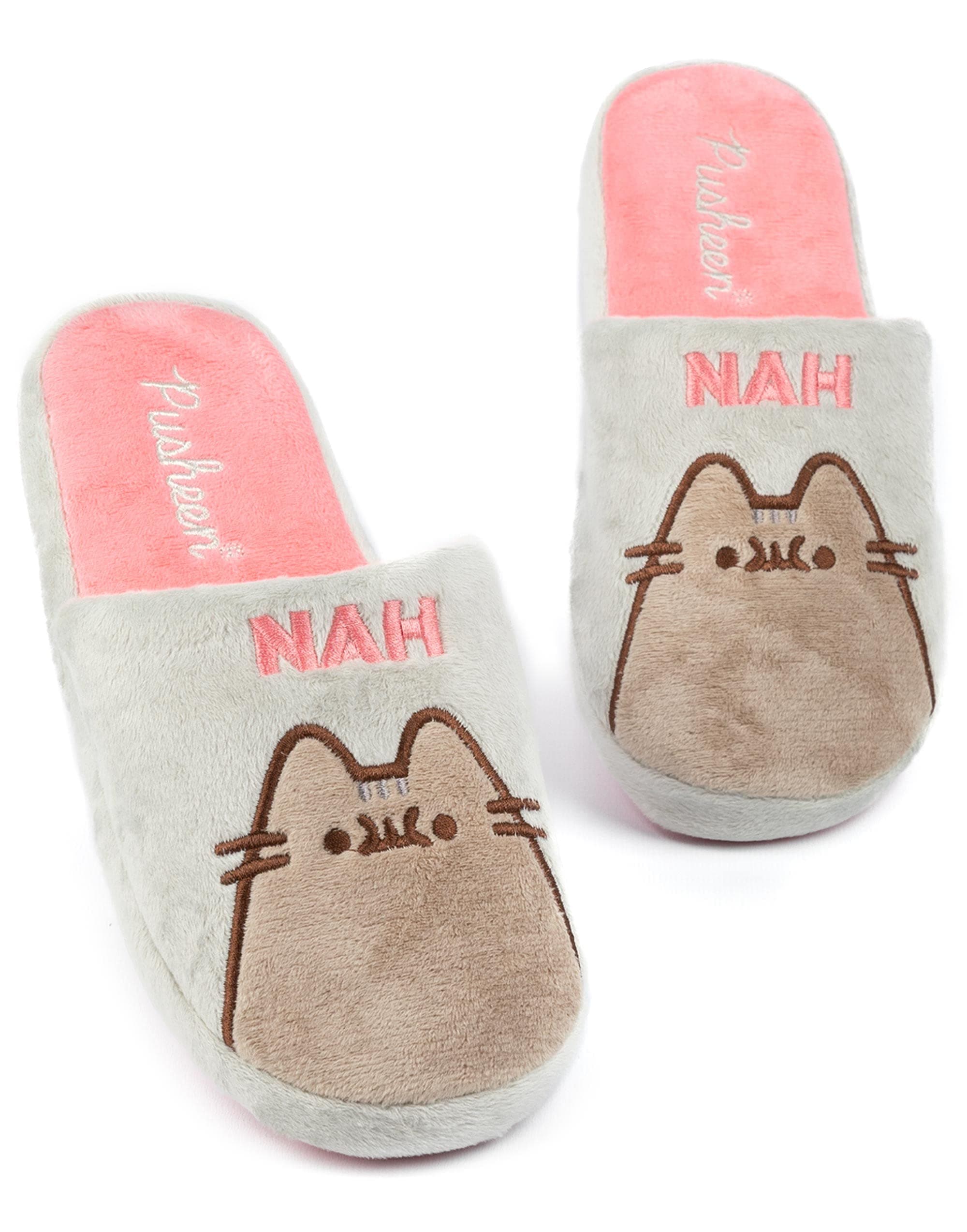 PusheenWomens Slippers Adults Teens Cat NAH or Plush House Shoes
