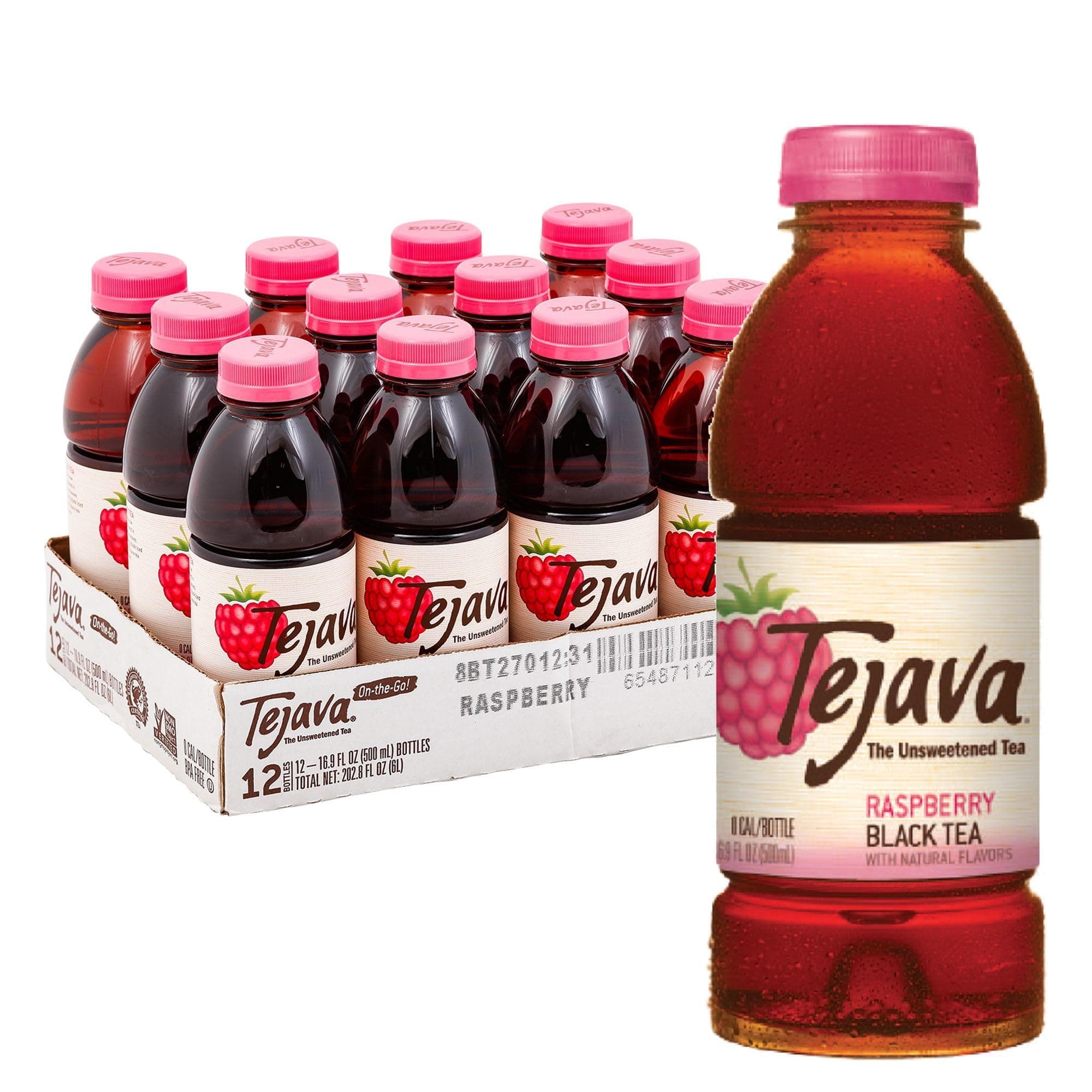 - Tejava Unsweetened Raspberry Black Iced Tea, 16.9oz PET Bottles, Award Winning, Non-GMO-Verified, from Rainforest Alliance-Certified farms (12 Pack)