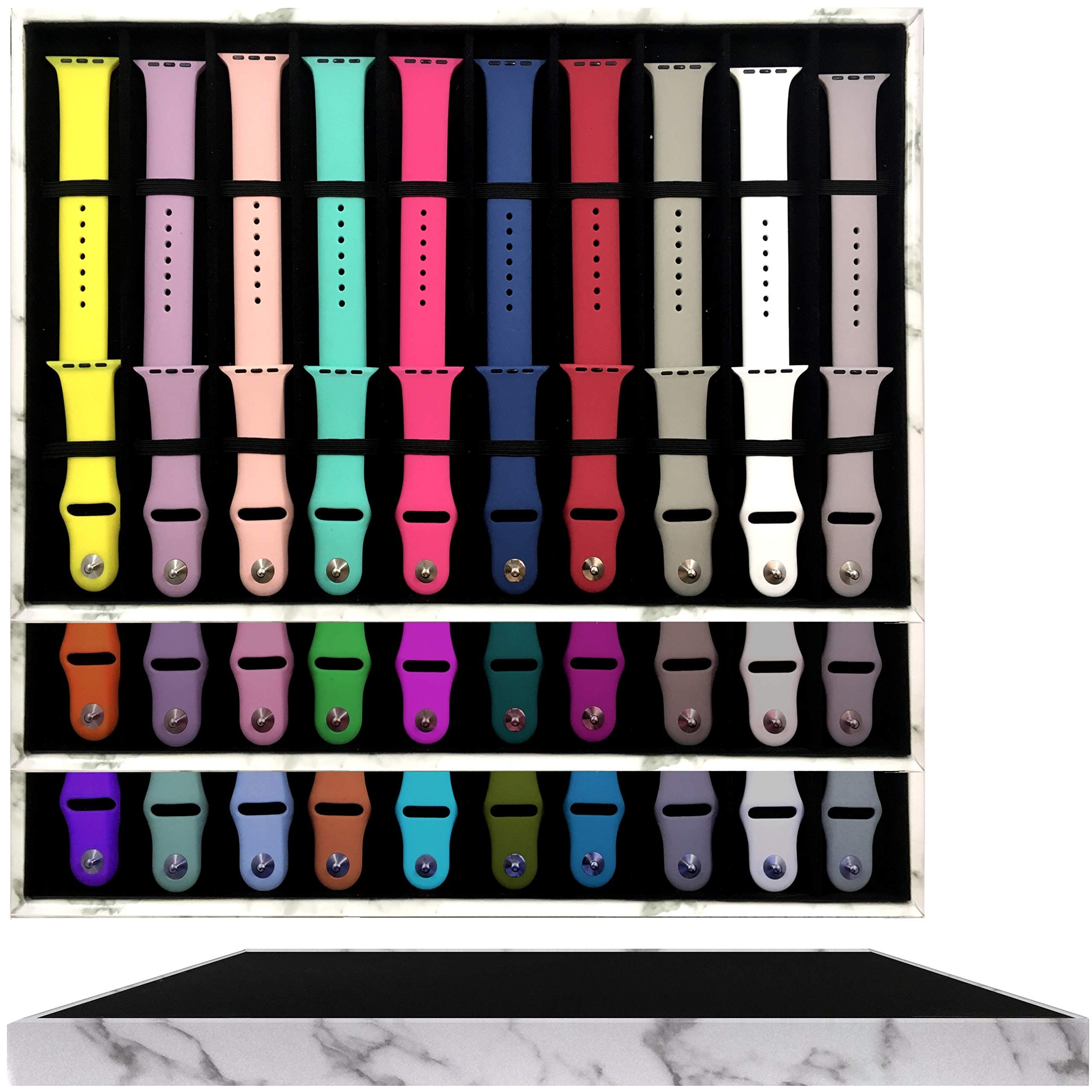 Zero MassZero Mass Stackable Luxurious Storage Case Organizer for Apple Watch Bands, Stores 10-20 Smartwatch Straps (White Marble)