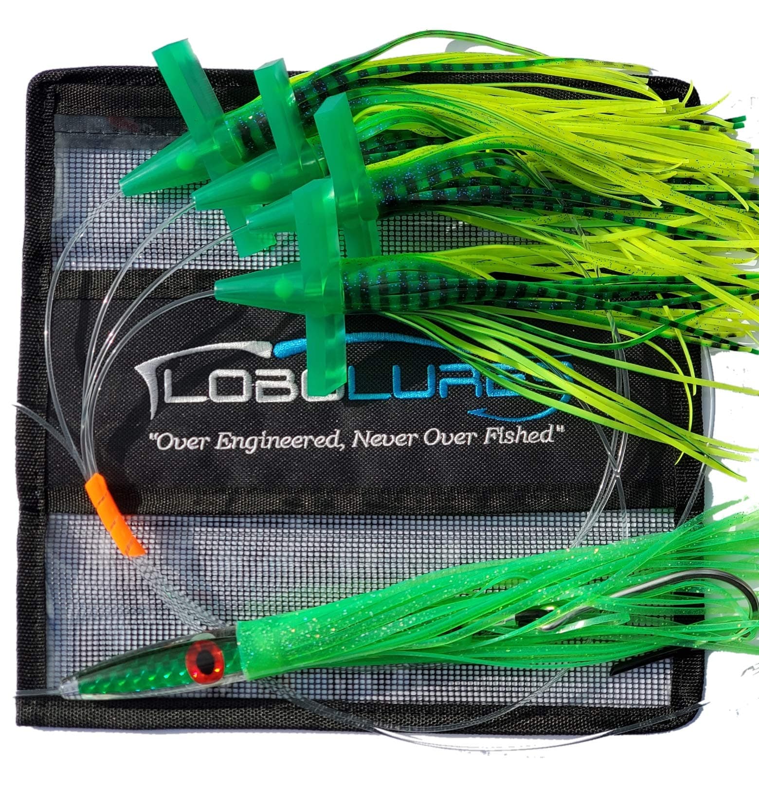 Lobo Lures#222 Green Machine Tuna Bullet Commotion Splash Fishing Daisy Chain 400lb Leader & 10/0 Hook