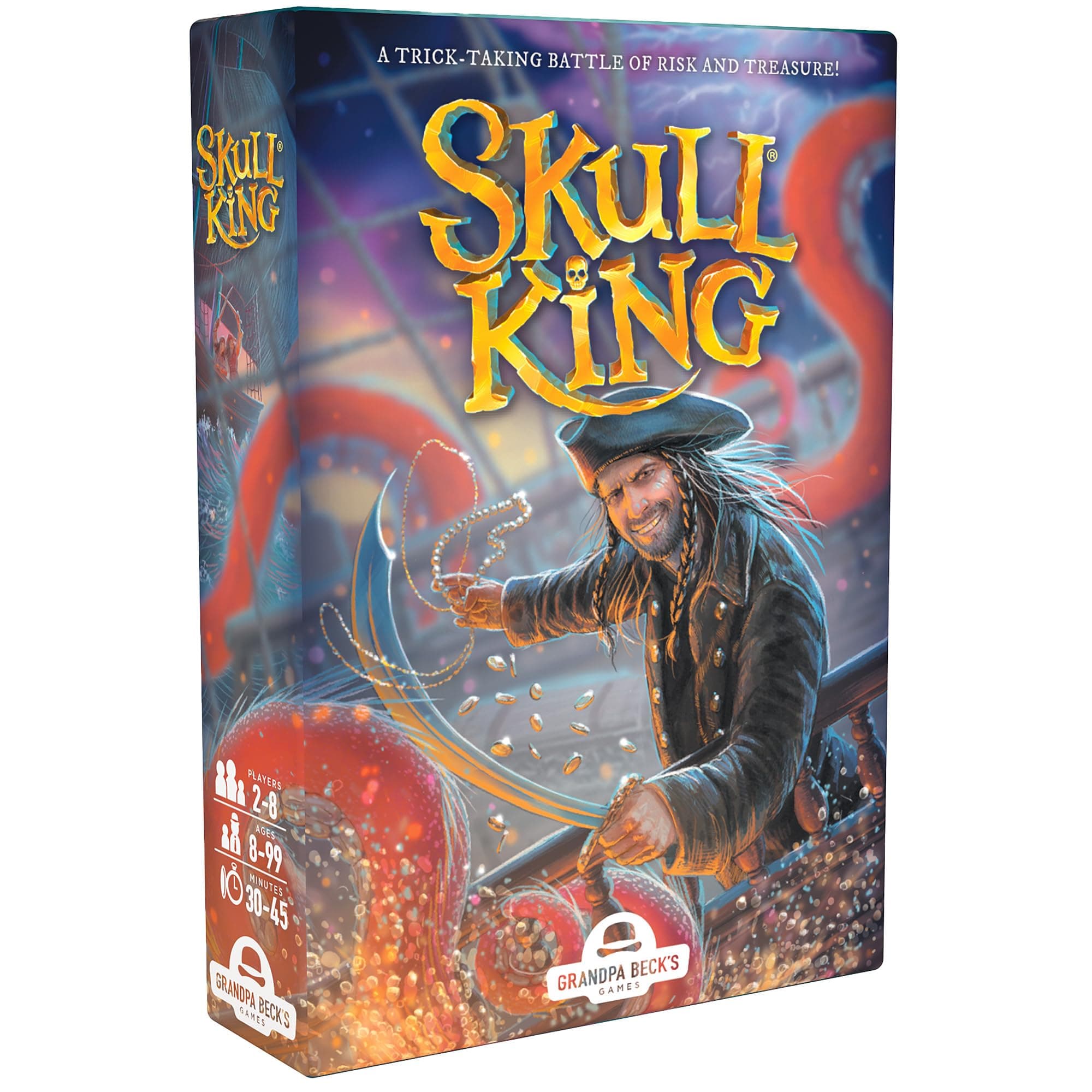 Grandpa Beck's Games Adult Skull King, The Game Of Scheming And Skulking, The Pirate Card Game With Trick Taking And Bidding, Including The Jollly Roger, Treasure, And The Skull King, Multicolor