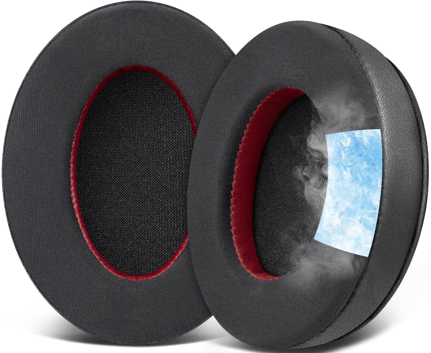 Cooling Gel Replacement Earpads Cushions for HyperX Cloud 1/2/3/Pro/Core/Alpha/Alpha S/Alpha Pro/Flight/Flight S/Stinger/Stinger S, CloudX Stinger/Stinger Core/Flight Headset - Black