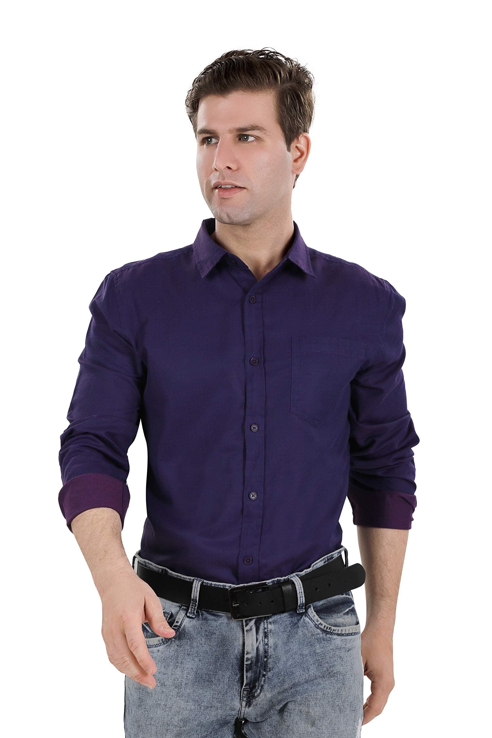 Bonneville Purple Self Design Casual Shirt