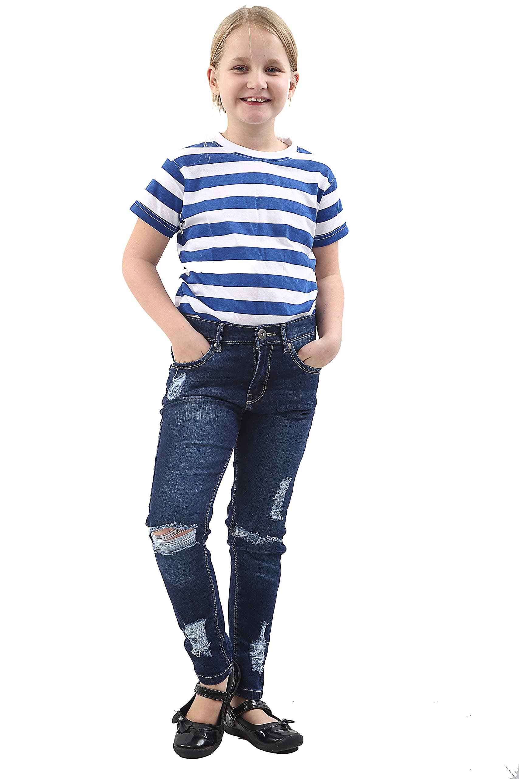 GW CLASSY OUTFITKids Boys Girls Striped T-Shirt PE School Crew Neck Short Sleeves Stripe Shirts Book Week Casual Tops