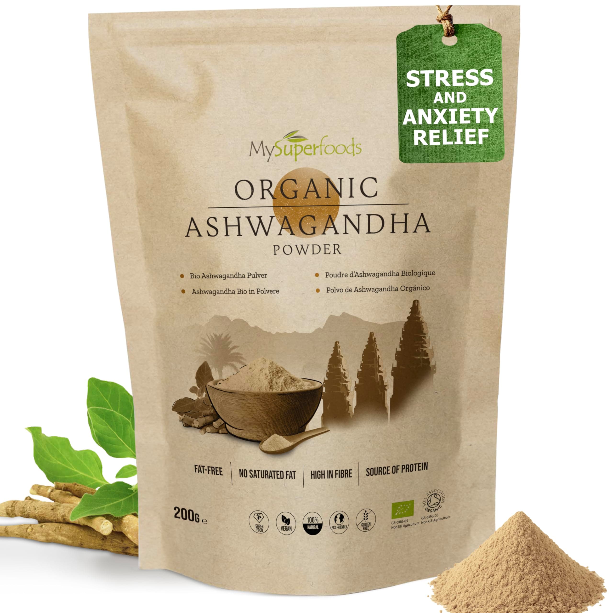 Organic Ashwagandha Powder 200g, Rich Source of Vitamin B6 & B12
