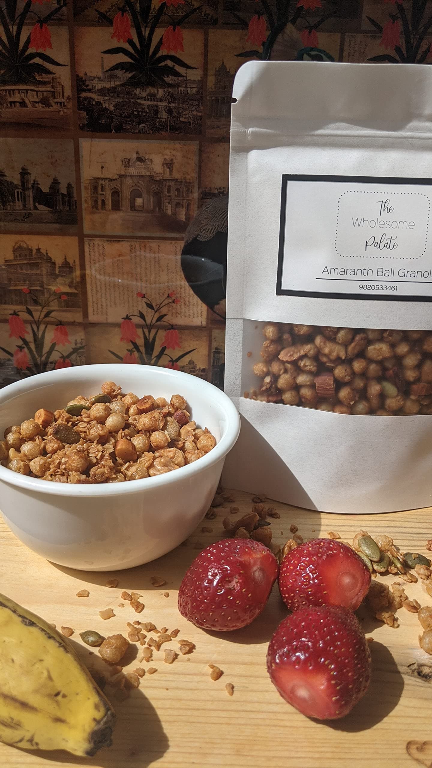 The Wholesome Palate - Amaranth Ball Granola: Gluten free, Sugar free, Dairy free, contains nuts (250 gm)
