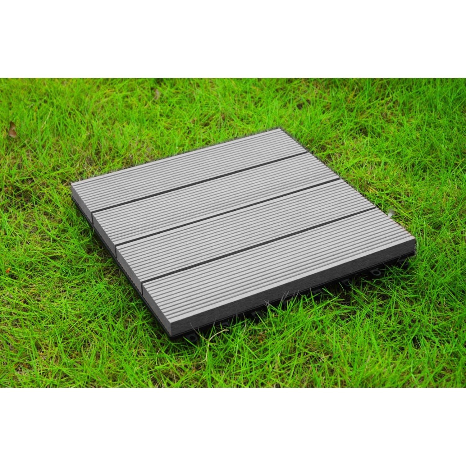 Build4eco - Century Outdoor Living DIY Patio Outdoor Deck Tile Interlocking Decking Tile Composite Wood Deck Flooring Gray 4 Slate Style (12-inch X 12-inch 10 Tiles)