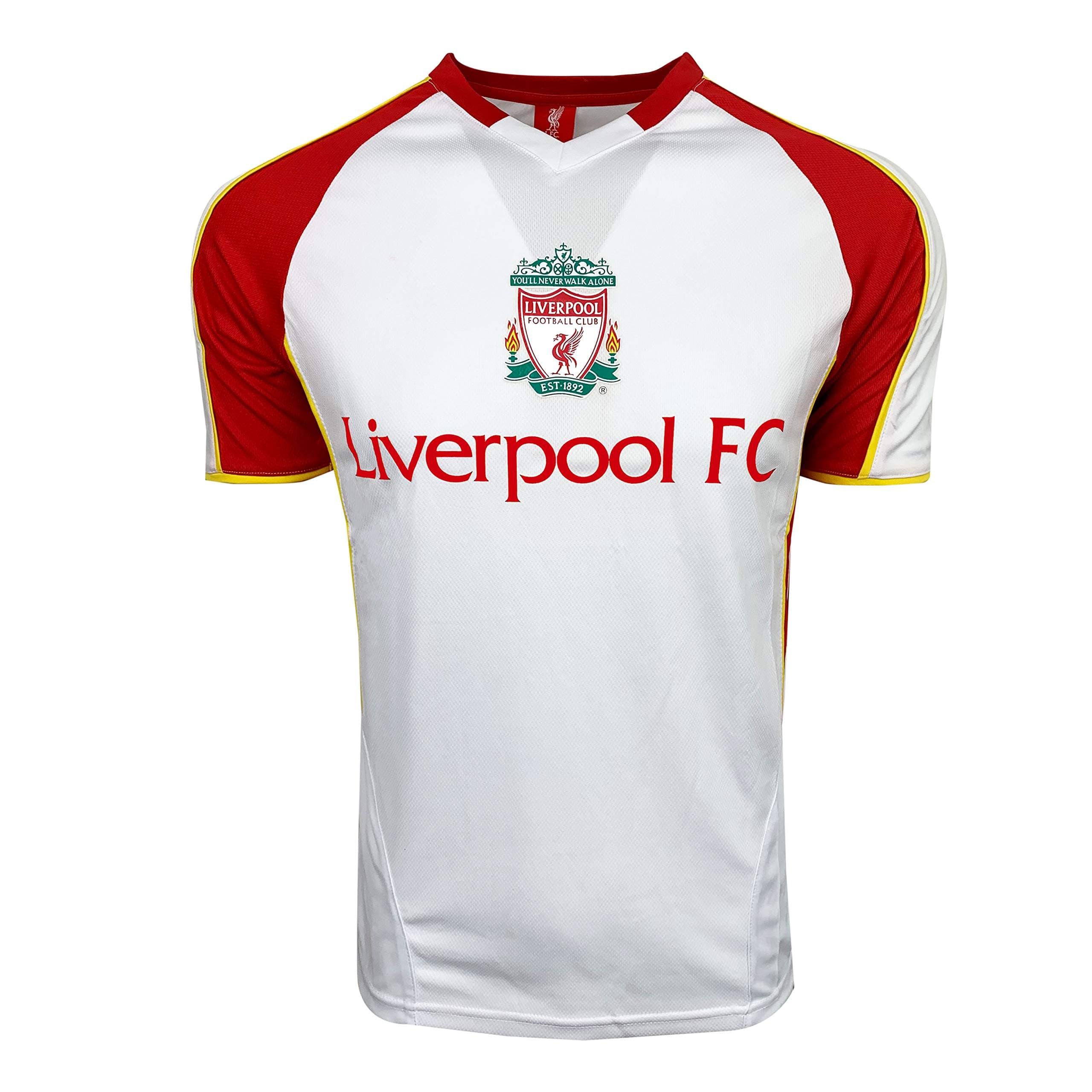 Men's Liverpool White Training Jersey, Licensed Liverpool Short Sleeve Shirt