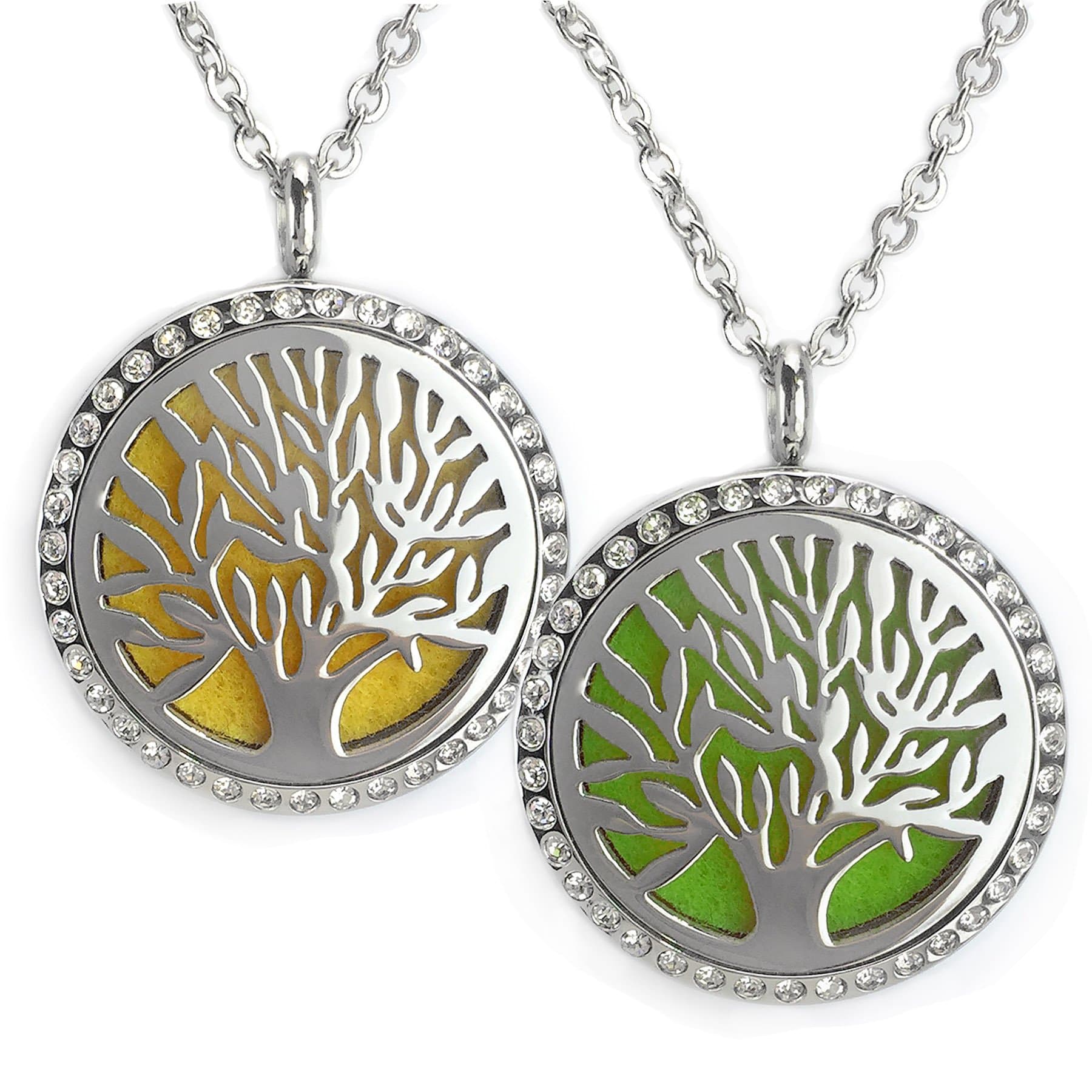 Friendship Diffuser Necklaces for Your Favorite Essential Oils with Bonus Stainless Steel Chains (23"), A Variety of Washable Oil Pads and Jewelry Bag. Great Stress Relief Gift!