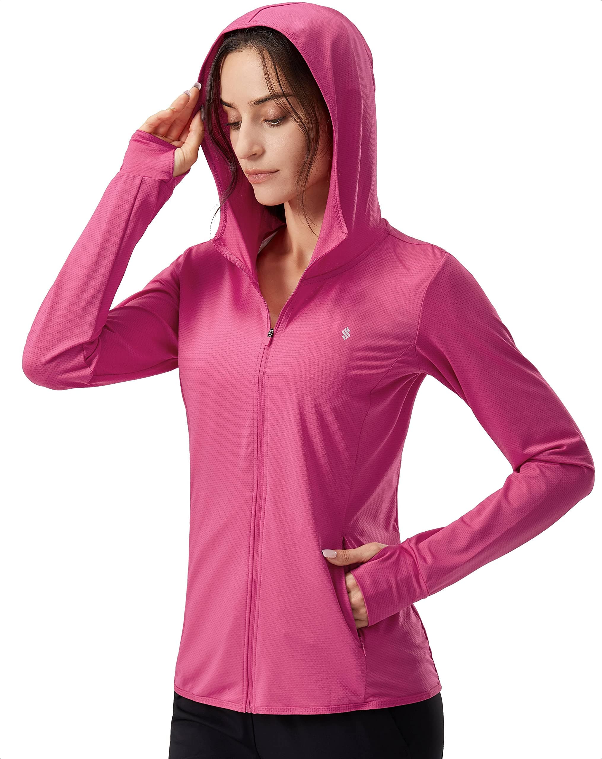 Women's UPF 50+ Sun Protection Hoodie Jacket Lightweight Long Sleeve Sun Shirt for Women with Pocket Hiking Outdoor