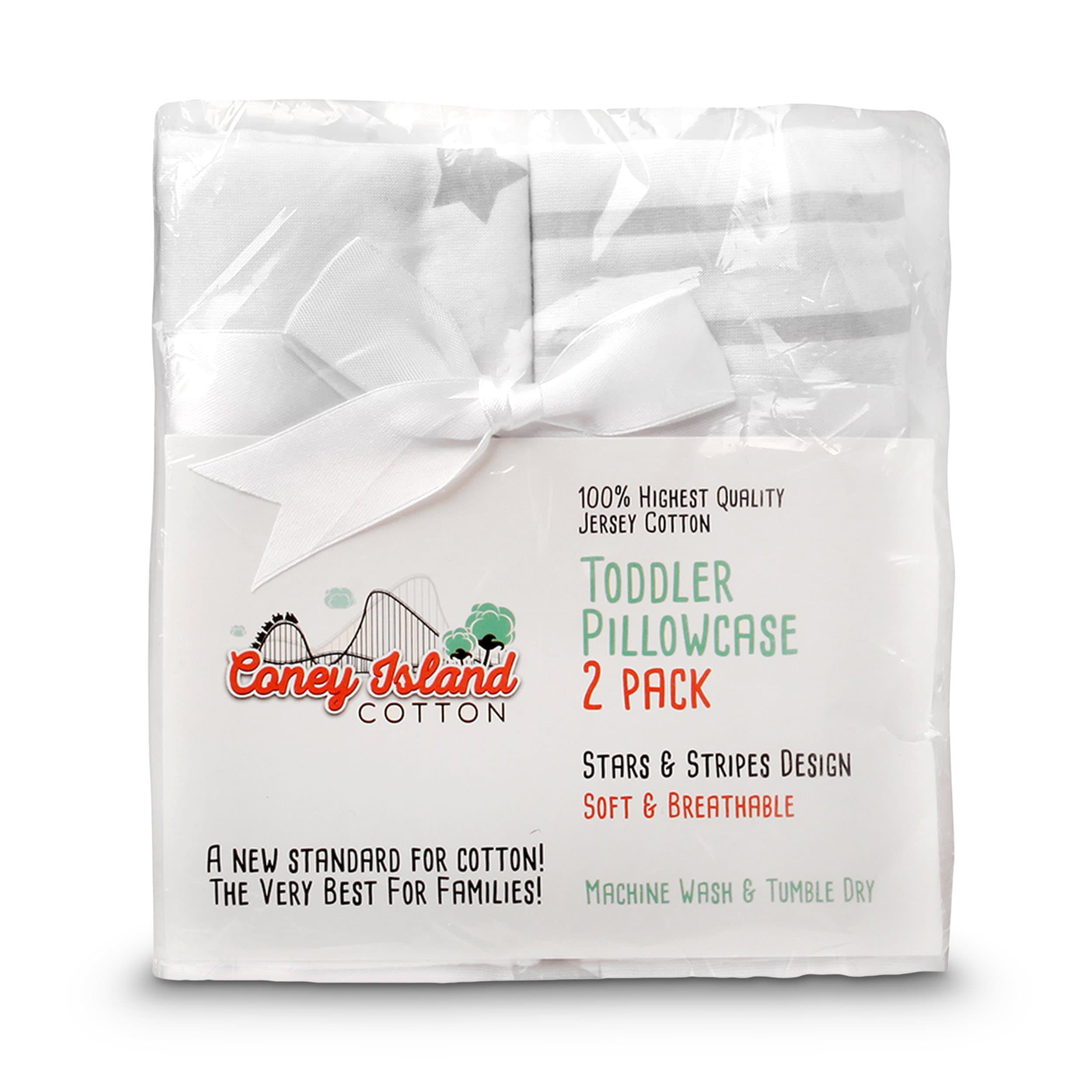 CONEY ISLAND COTTON Toddler Pillow Cases 2 Pk SOFT Jersey Cute Best Baby Shower Gift Unisex Boys Girls
