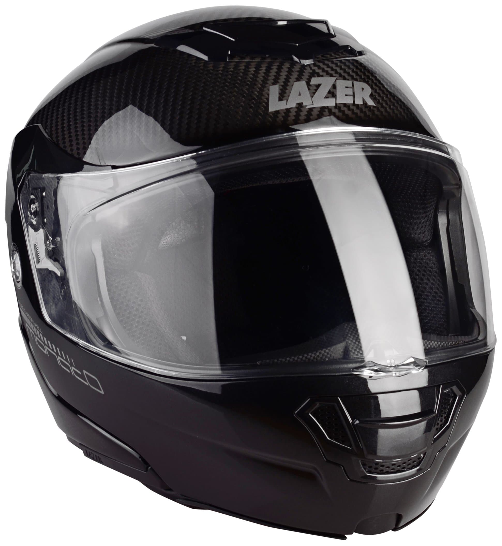 Lazer MLE041000D30L Monaco Evo Pure Carbon Motorcycle Modular Helmet Black/Carbon, Large