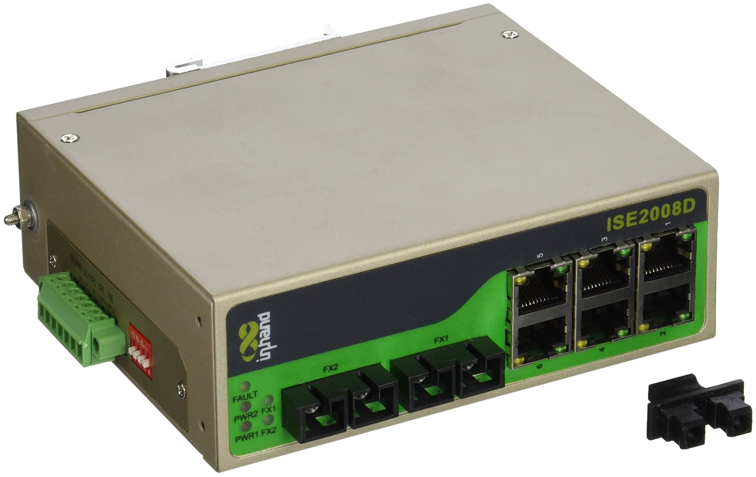 InHand Networks ISE2008D-6T-2M3-SC-24 Unmanaged Industrial Ethernet Switch with 6-Port 10/100Base-TX, 2-Port 100Base-FX, Wavelength Rx1310 nm/Tx1310 nm, SC Connector